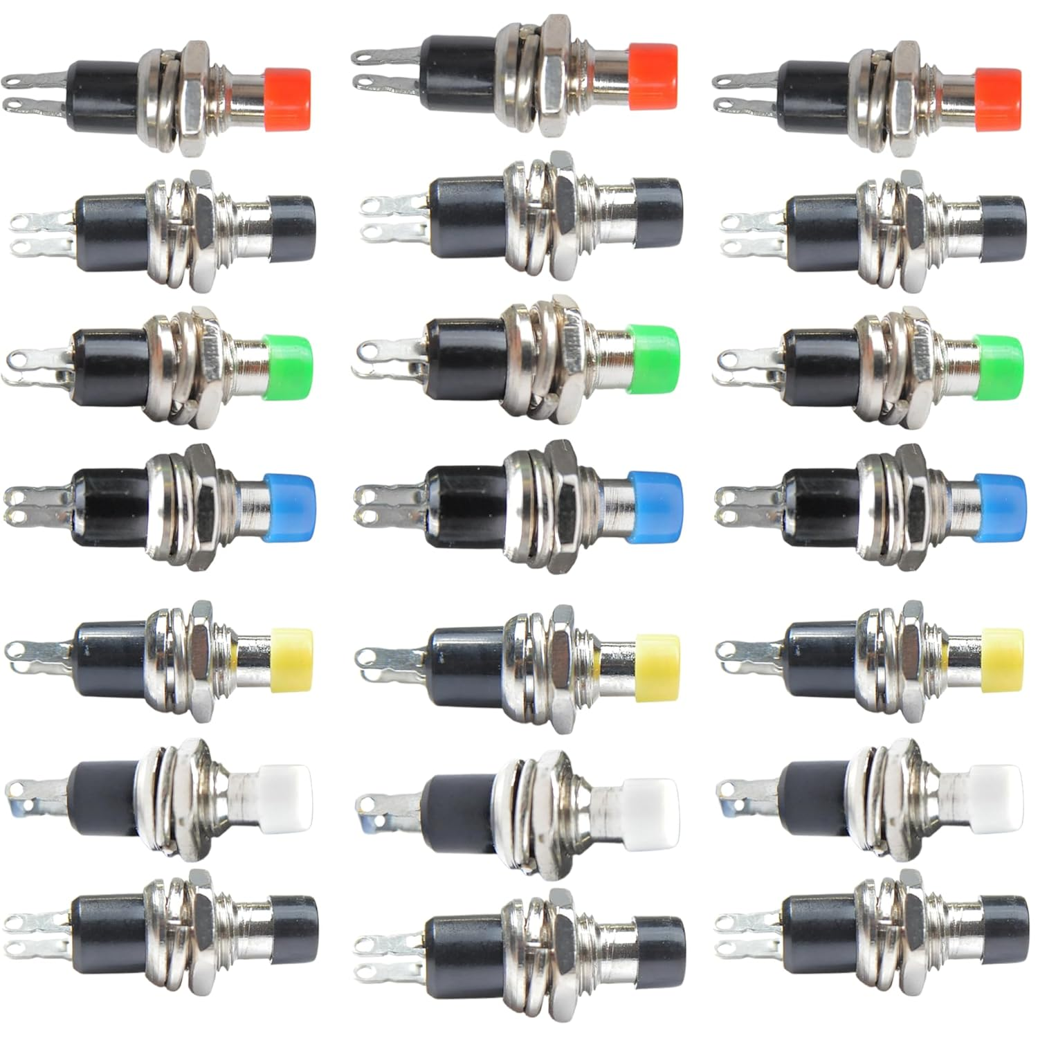 Lonely Binary 24-Pack PBS110 Momentary Push Buttons &ndash; Assorted Color Panel Mount SPST On-Off Switches for Arduino, ESP32, Raspberry Pi Pico & DIY Electronics image number 4