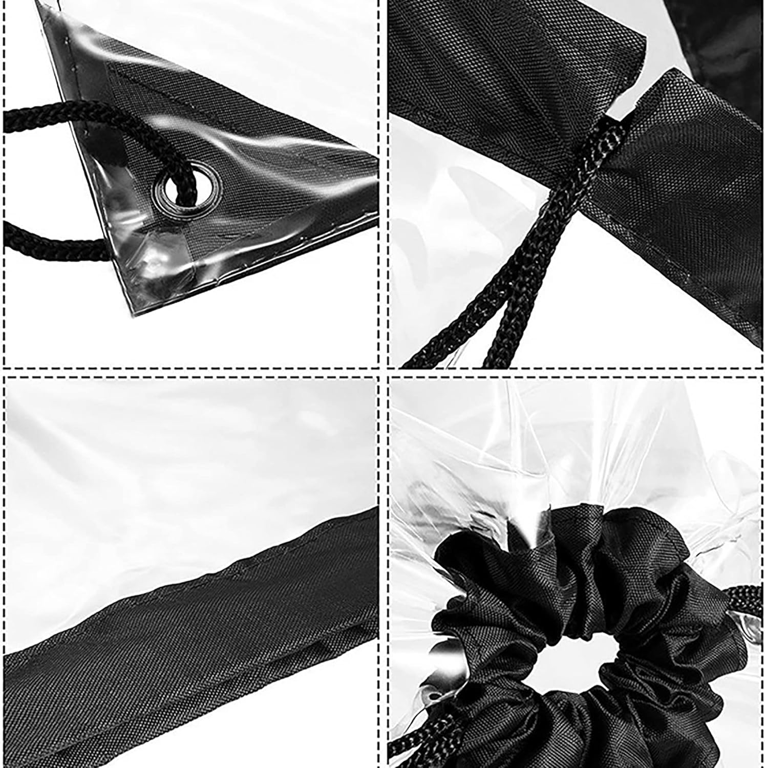 IRYNA Drawstring Gym Bag, 1Pcs Drawstring Gym Sack Sports Bag, Clear Drawstring Bag, Waterproof Sports Backpack String Swim Drawstring PE Bags for Women Men, Black, One Size image number 3