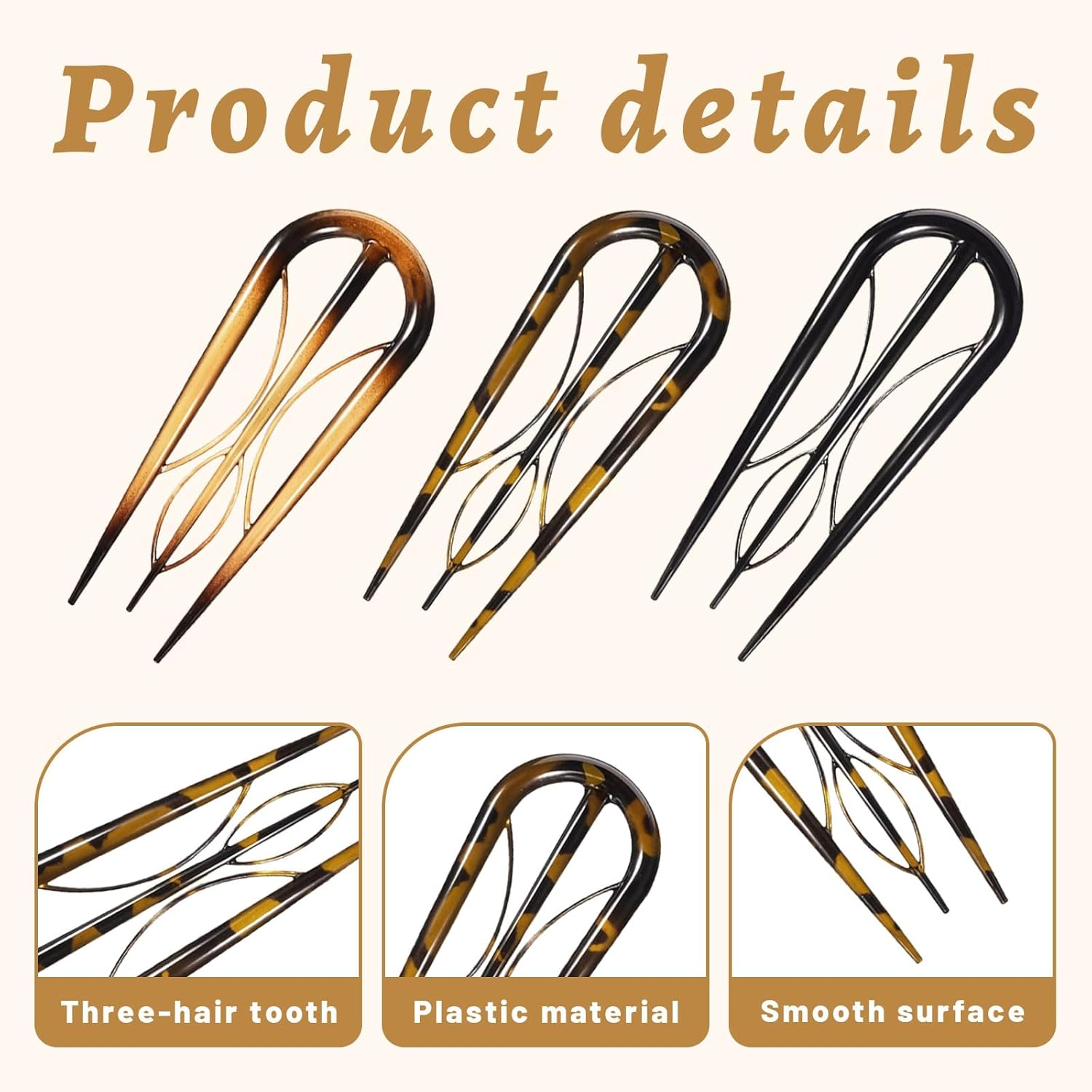 Xanthelle Hairpin, 6 Pieces French Hairpin and French Pin as Bobby Pins with Hairpin and French Hair Clip for Elegant Updos image number 3