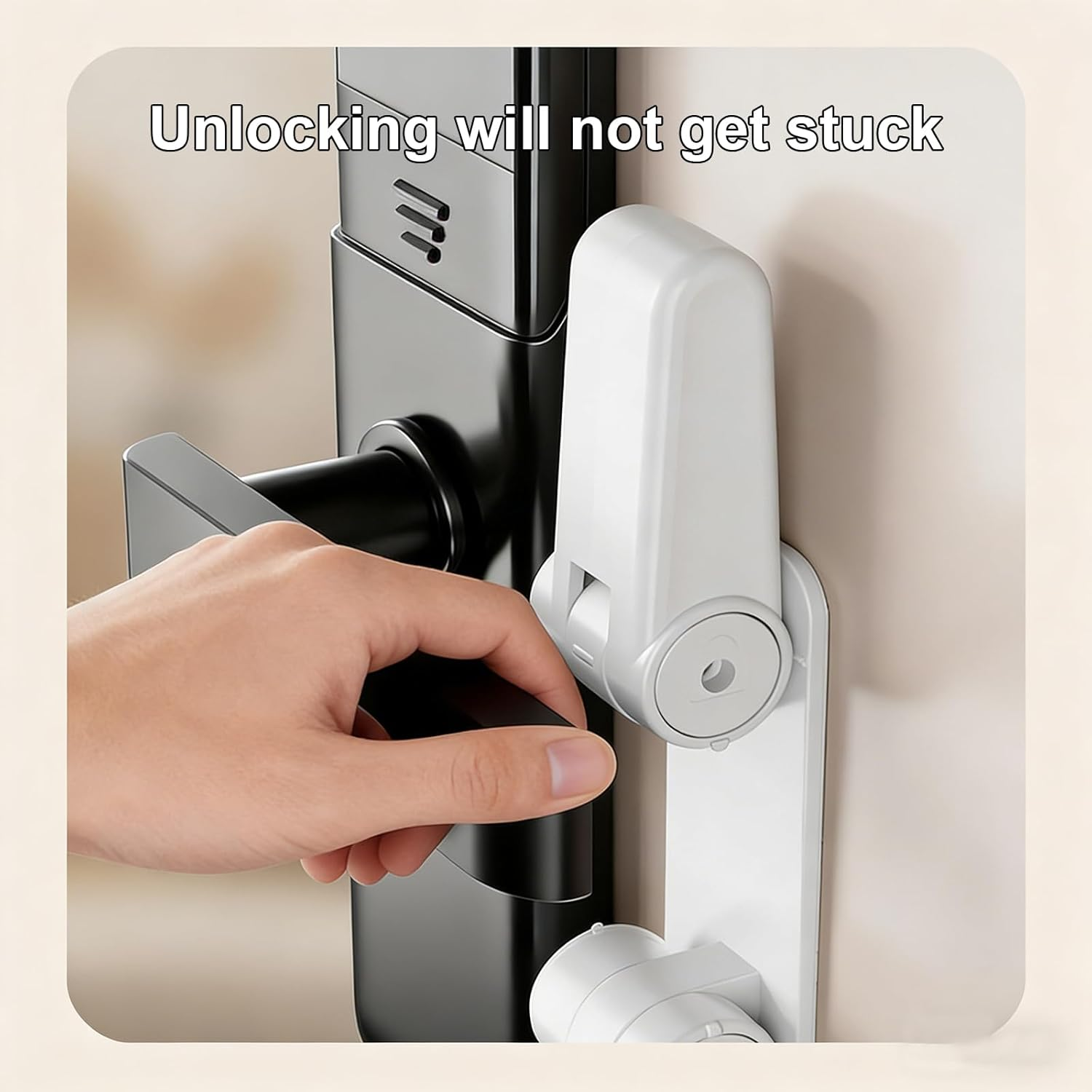 Door Lever Lock 2 Pack, Adhesives Safety Door Locks for Kids, Prevents Toddlers Pets from Opening Doors image number 4