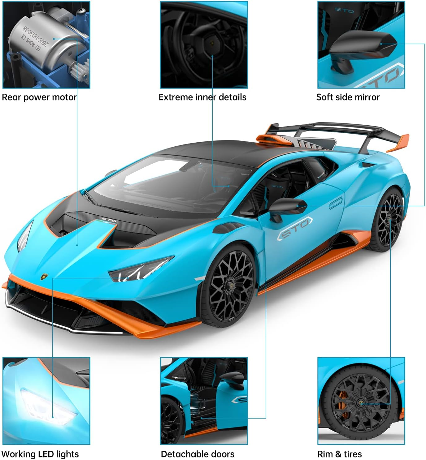 Lamborghini RC Car Rastar 1:14 Lamborghini Hurac&aacute;n STO Remote Control Car Blue Toy Car image number 1