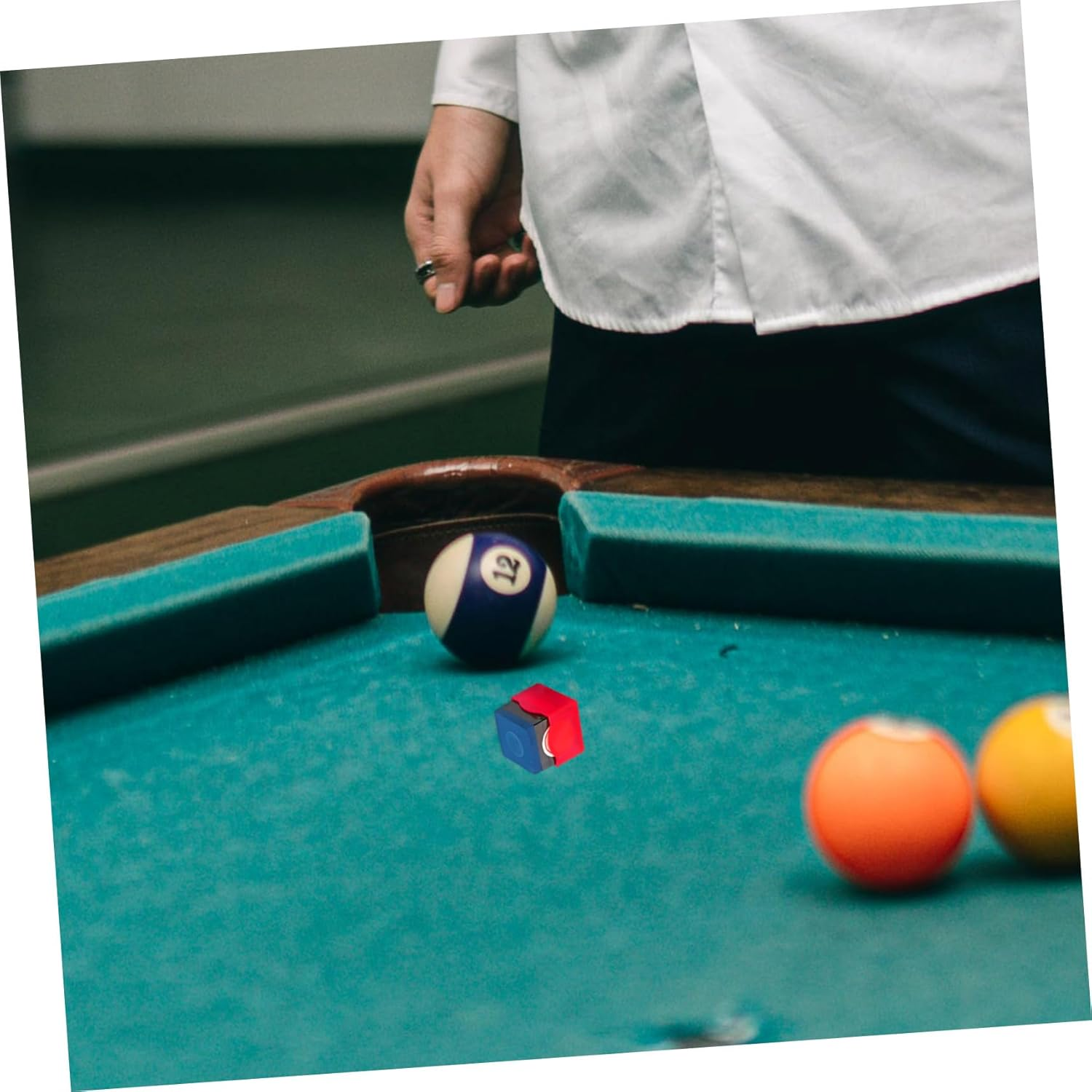 TOBBOMEY 12 Pcs Chocolate Powder Protective Cover Pool Table Chalk Holder Pool Chalk Holder Clip Billiards Accessories and Equipment Pool Cue Chalk Holder Sleeve Snooker Accessories Plastic image number 1