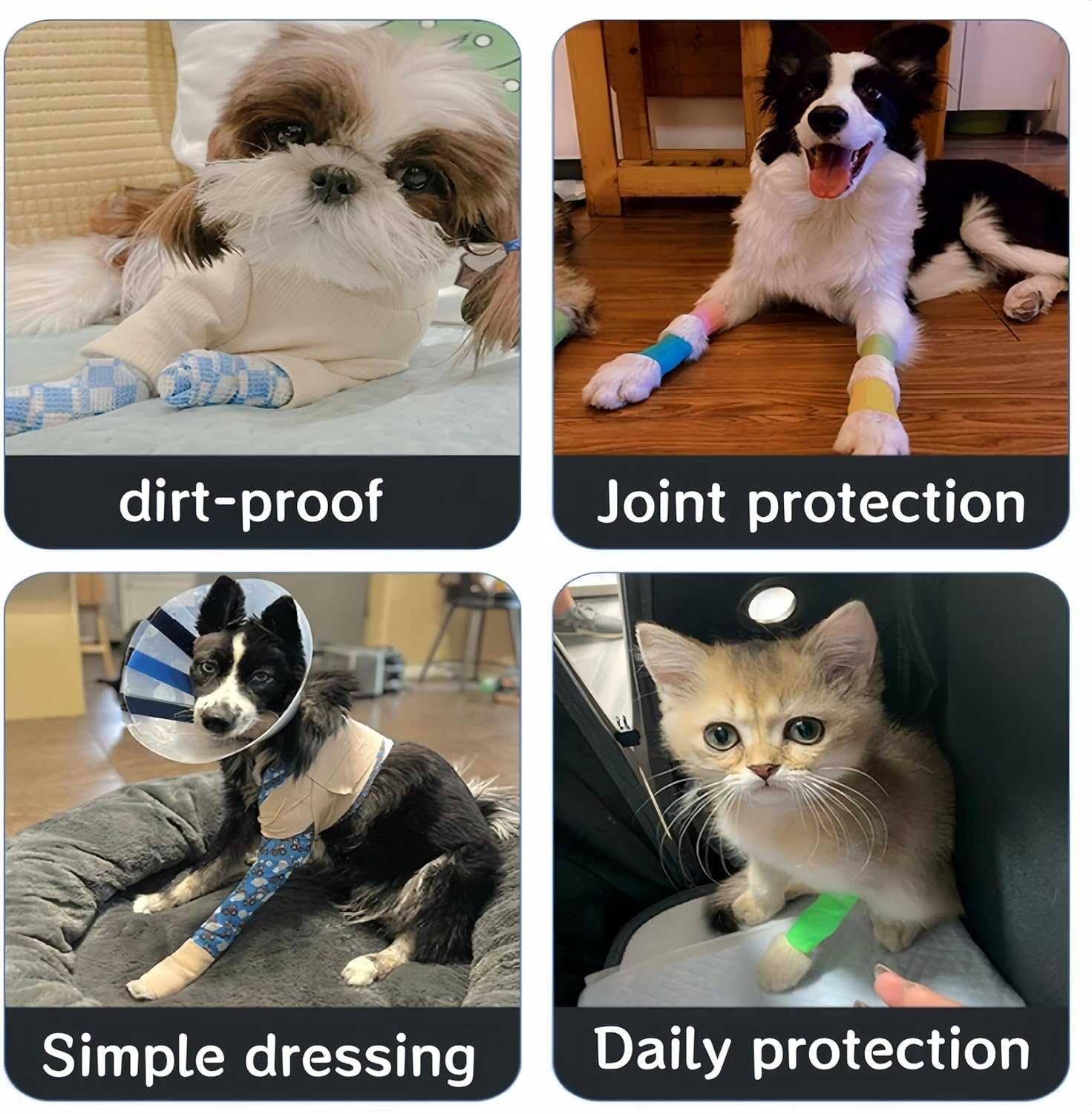 10Pcs Pet Dog Out of the Anti-Dirty Leg-Binding Tape Self-Adhesive Cloth Belt, Walking Dog Foot Protection Cloth Belt，Suitable for Cats and Dogs image number 3