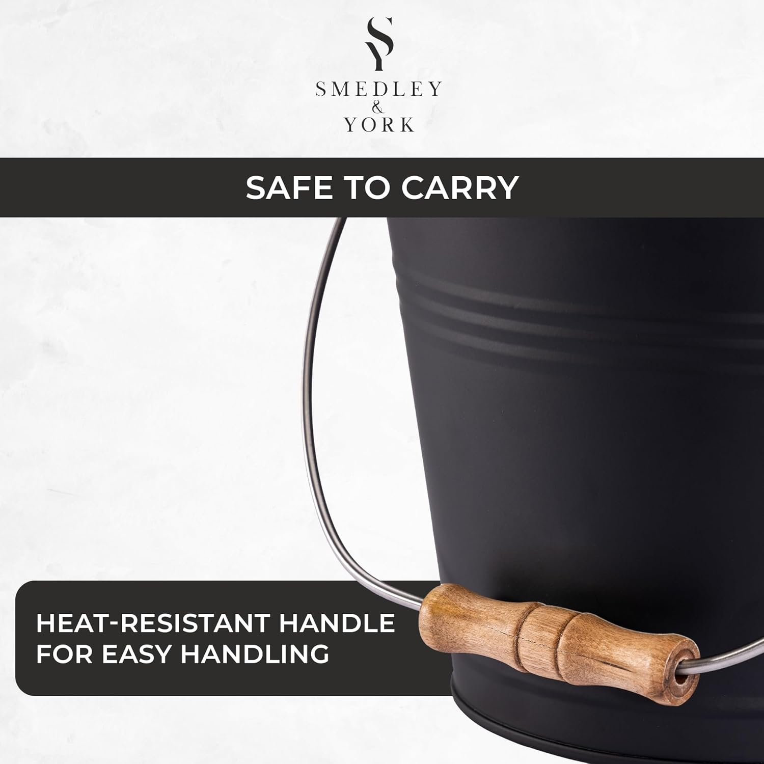 Smedley & York Mini Ash Bucket with Lid, Includes Fireplace Tools, Pail, Shovel and Broom, 1.5 Gallon Charcoal Metal Bucket with Lid, Coal Bucket and Ash Can, Galvanized Iron Ash Bucket for Fireplace image number 3