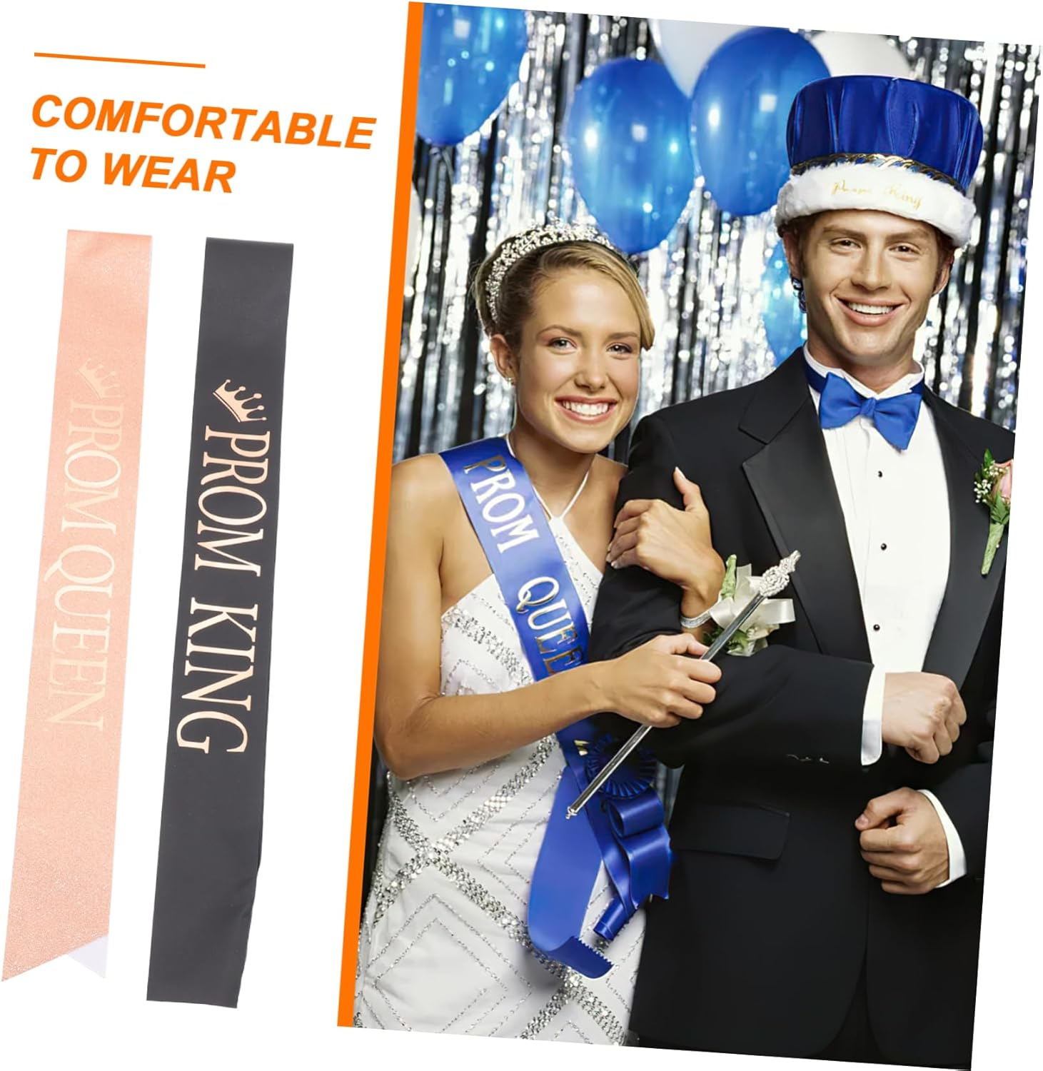 COOLHIYA 2Pcs Graduation Ceremony Belt Sash for Graduation Grad Crown Sash Graduation Queen and King Sash Birthday Sash Decorative Sashes Prom Queen Cloth Sash Graduation Party Decor - Picture 3 image number 3