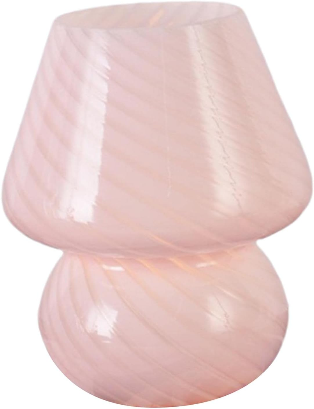 Baoblaze Glass Mushroom Bedside Table Lamp, Vintage Style Striped Small Nightstand Light for Home Decor, Living, Bedroom, Gift, Pink, 2 Colors Light image number 1