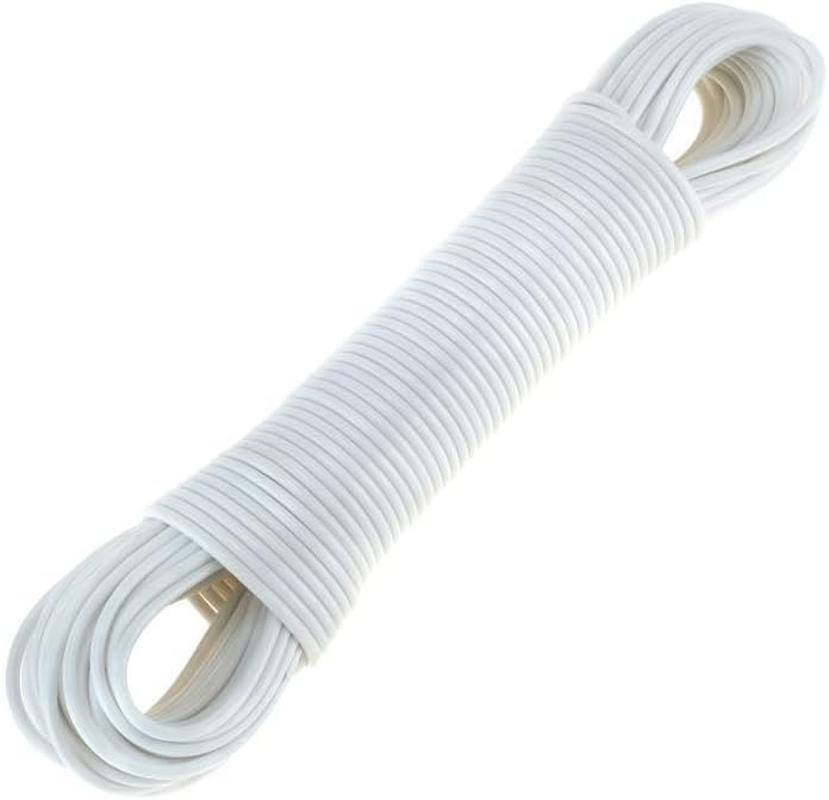 Leona Co Plastic Clothesline - 25M Plastic Clothes Line - White Outdoor Weather Resistant - Synthetic Cord for Hanging and Drying Clothing & Laundry - Rope Clothes String for Pulley