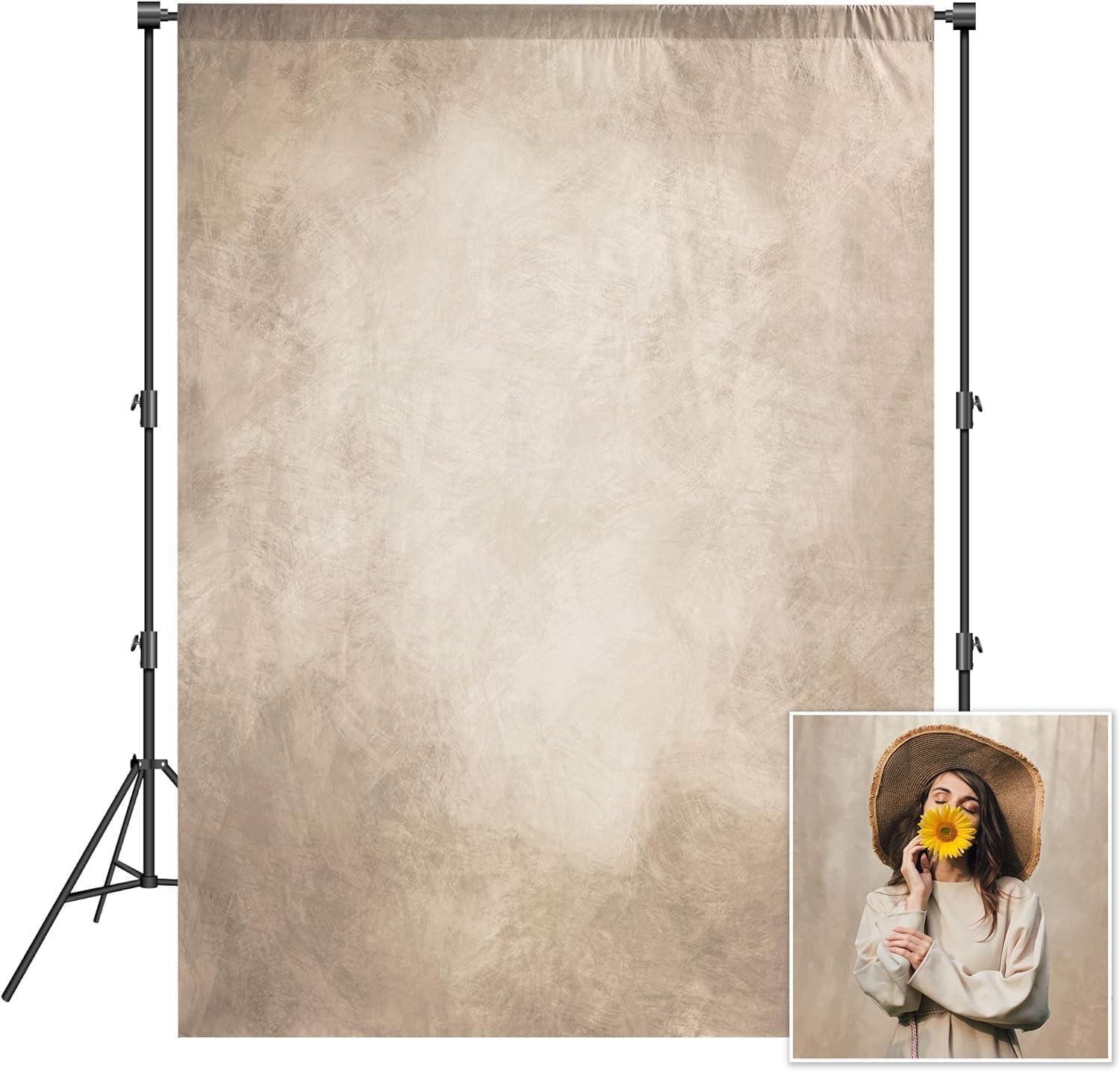 Haboke Abstract Professional Photography Backdrop for Adult Portrait Photo Studio Props Booth Background Photoshoot with Thick Ployester Roller Pocket on Top(Beige-8X10Ft)