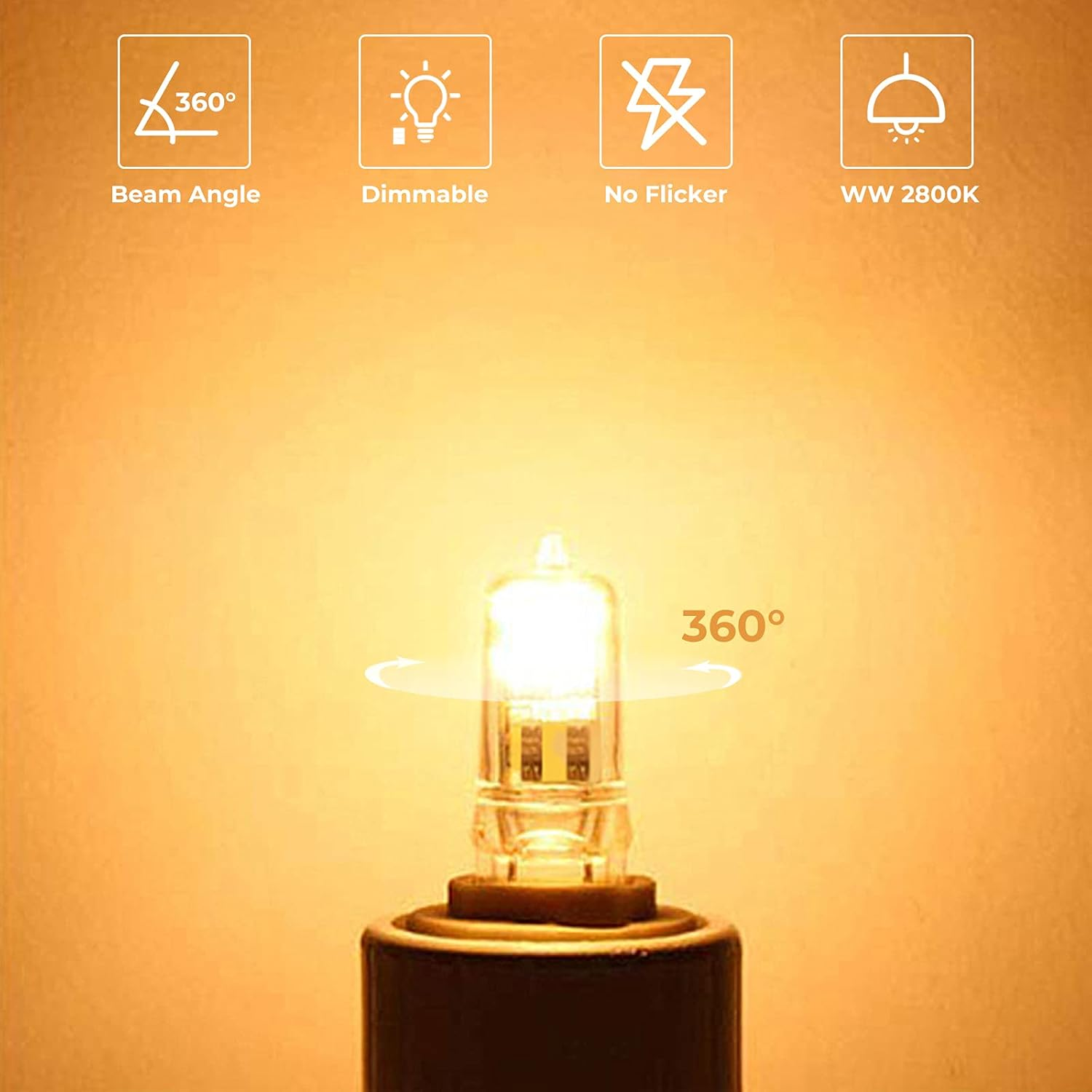 Bonlux 10-Pack G4 Halogen Light Bulbs Dimmable, G4 10W 12V 2 Pin Clear Capsule Lamp Bulb T3 JC Type Bi-Pin Base Replacement Warm White 2800K for Landscape under Cabinet Puck Light Cooker Lighting ﻿