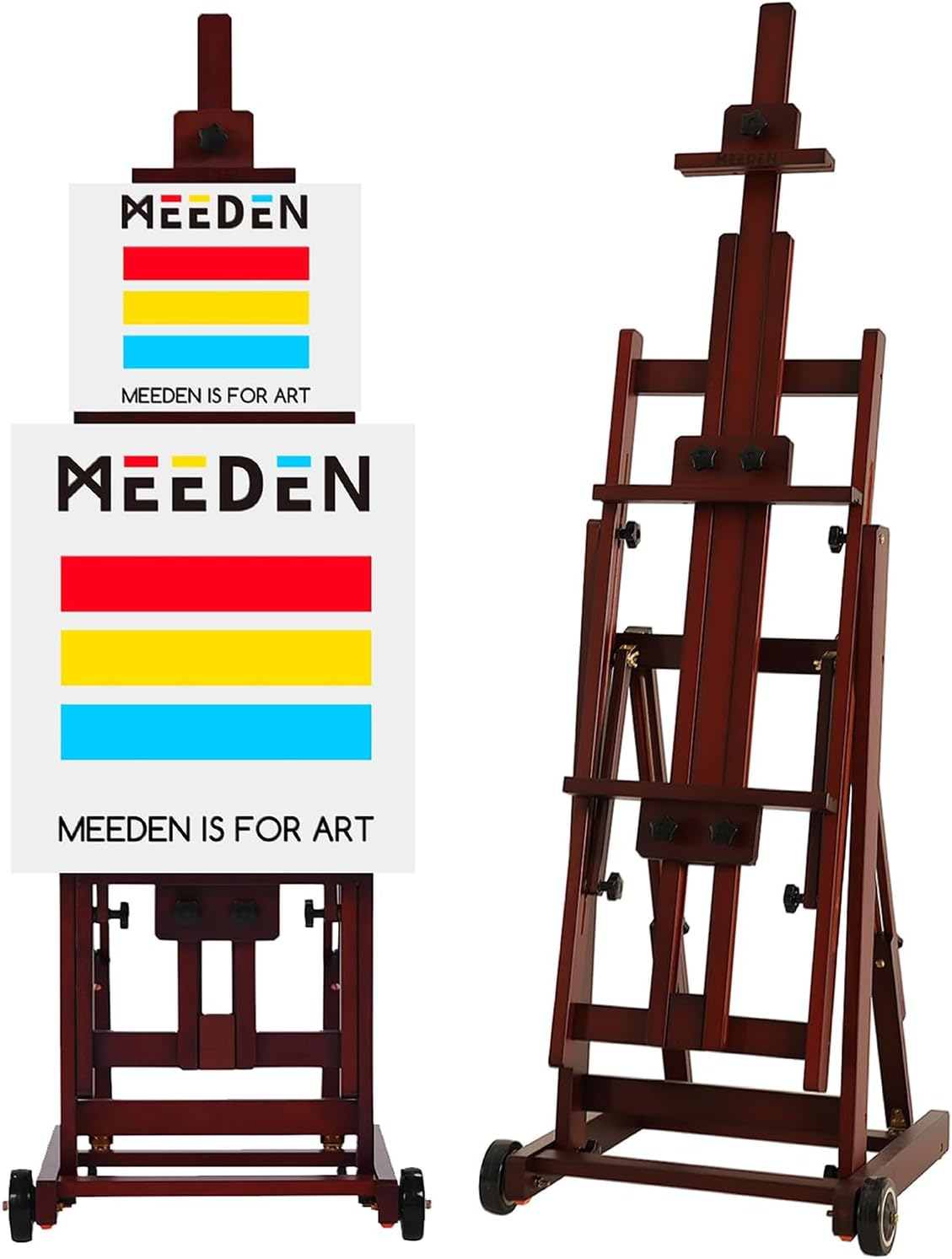 MEEDEN Artist Multi-Function Studio Easel, H-Frame Easel, Beech Wood Studio Easel, Holds Canvas Art up to 77"(Walnut) image number 3