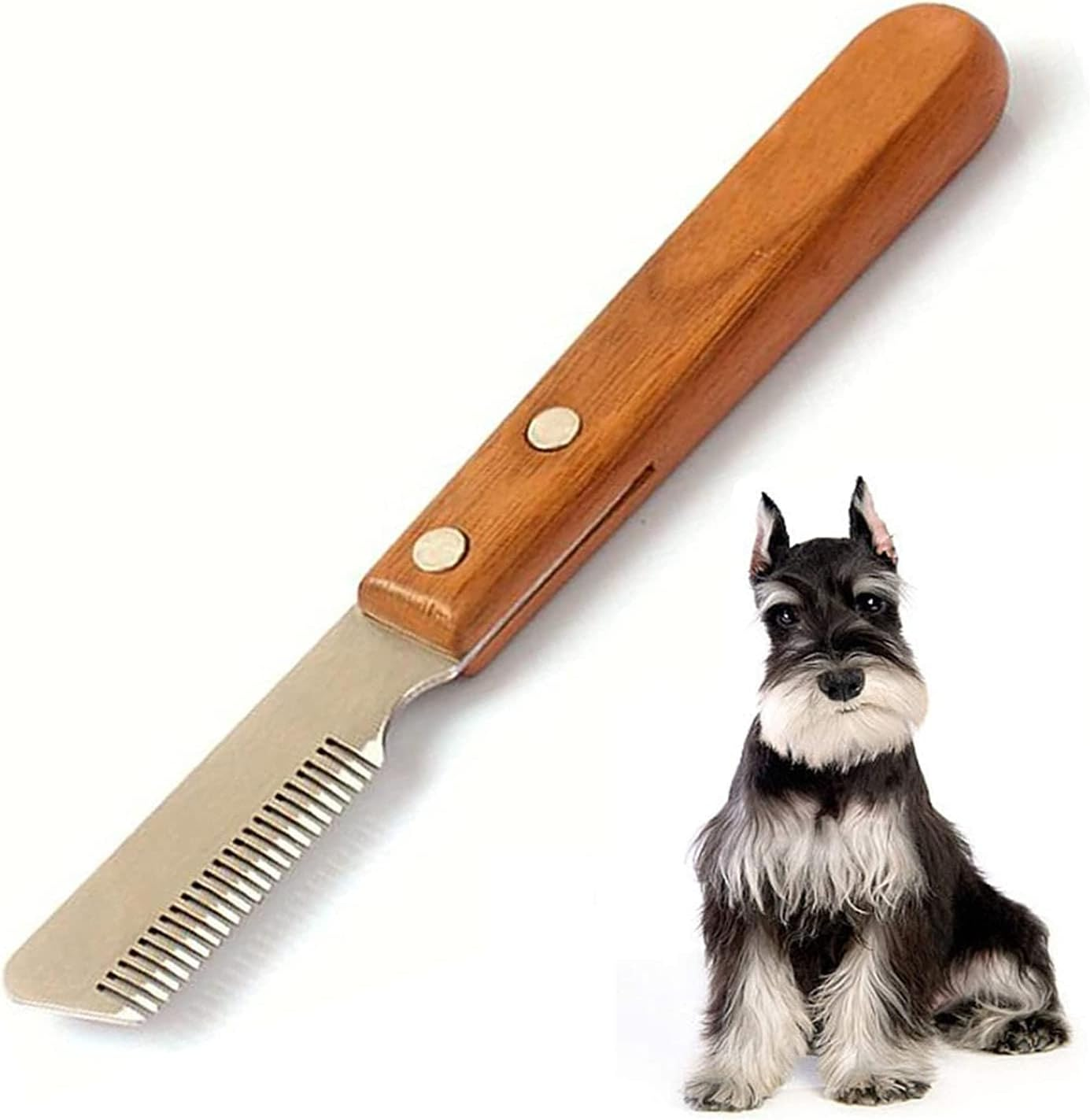 Dog Trimming Knife Stripping Knife Ergonomic Undercoat Top Hair Trim Knife Made of Hardened and Ground Stainless Steel with Ergonomically Shaped (Brown)