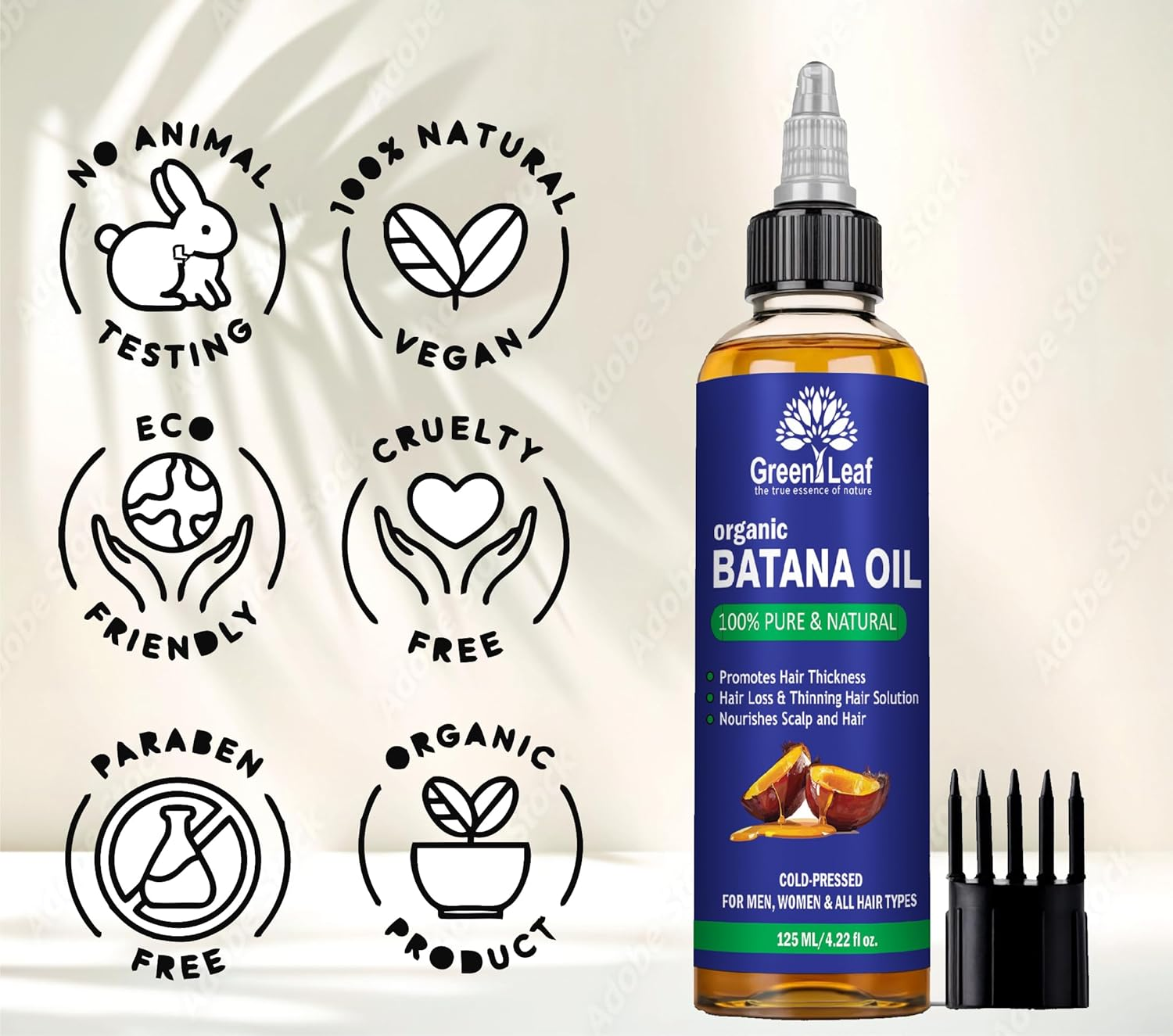 Organic Batana Oil for Hair | 100% Pure & Natural Batana Oil Skin Moisturizer Eyebrows | Premium Quality | Cold-Pressed, Unrefined Batana Oil from Honduras | Ideal for Men & Women | 125 ML image number 5