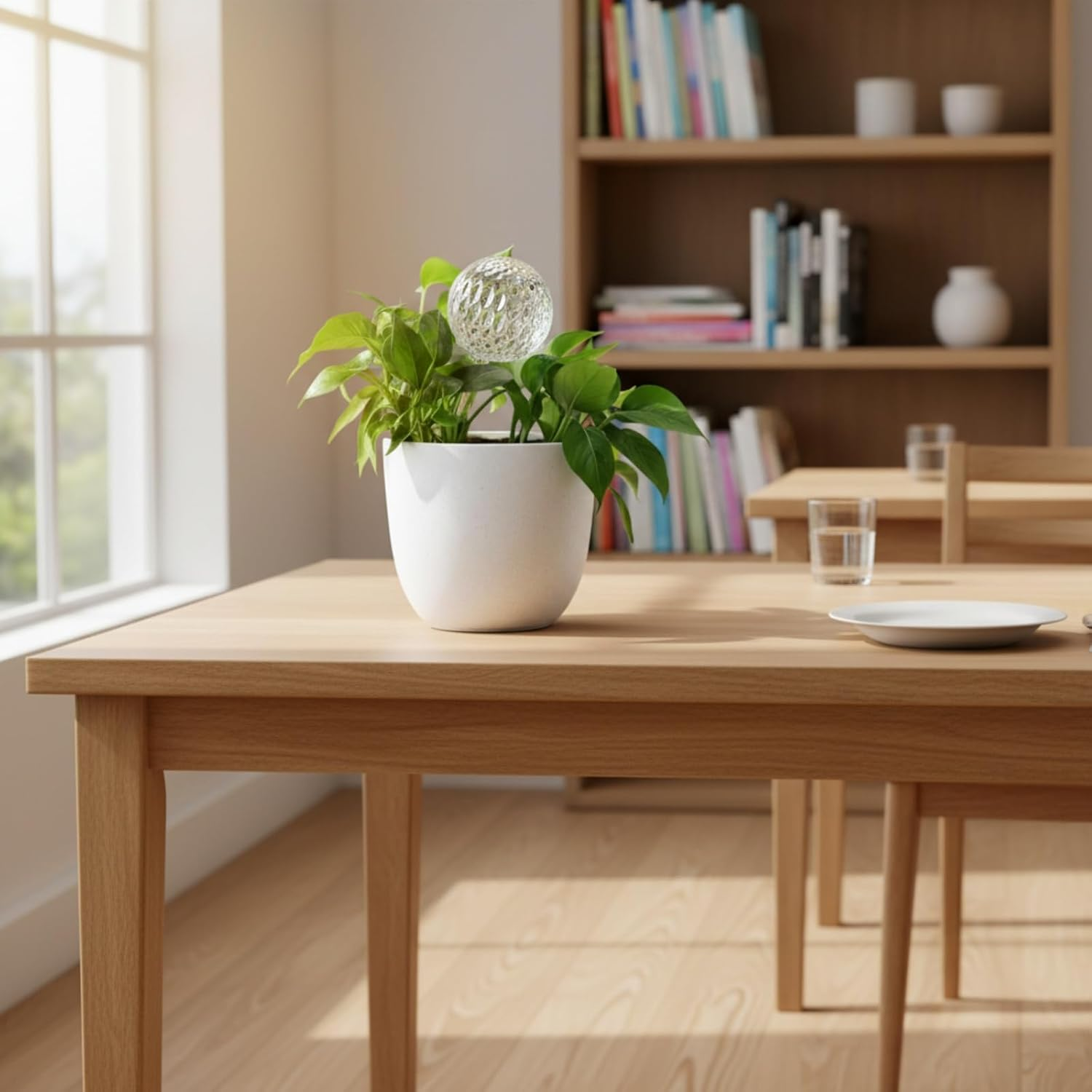 Crystal Clear Self-Watering Globe, Iridescent Glass Plant Watering Bulb, Decorative Indoor Outdoor Plant Care, Diamond Pattern Design