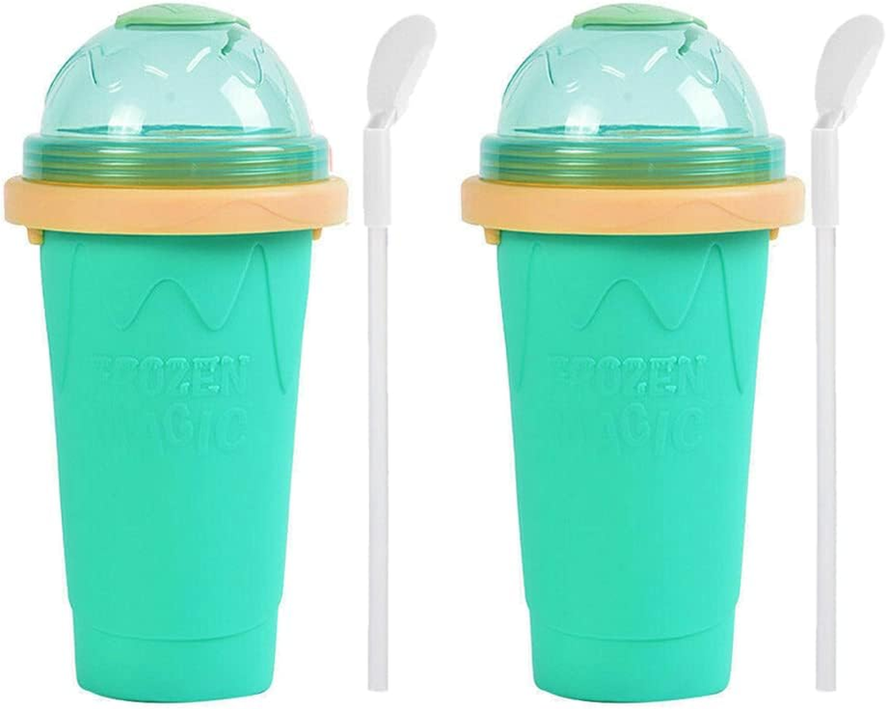 2/3PCS Slushie Maker Cup Quick Freeze Magic Milkshake Cup Ice Mug for Milkshakes, Smoothies & Frozen Drinks Ice Cream Maker (2X, Green) image number 5