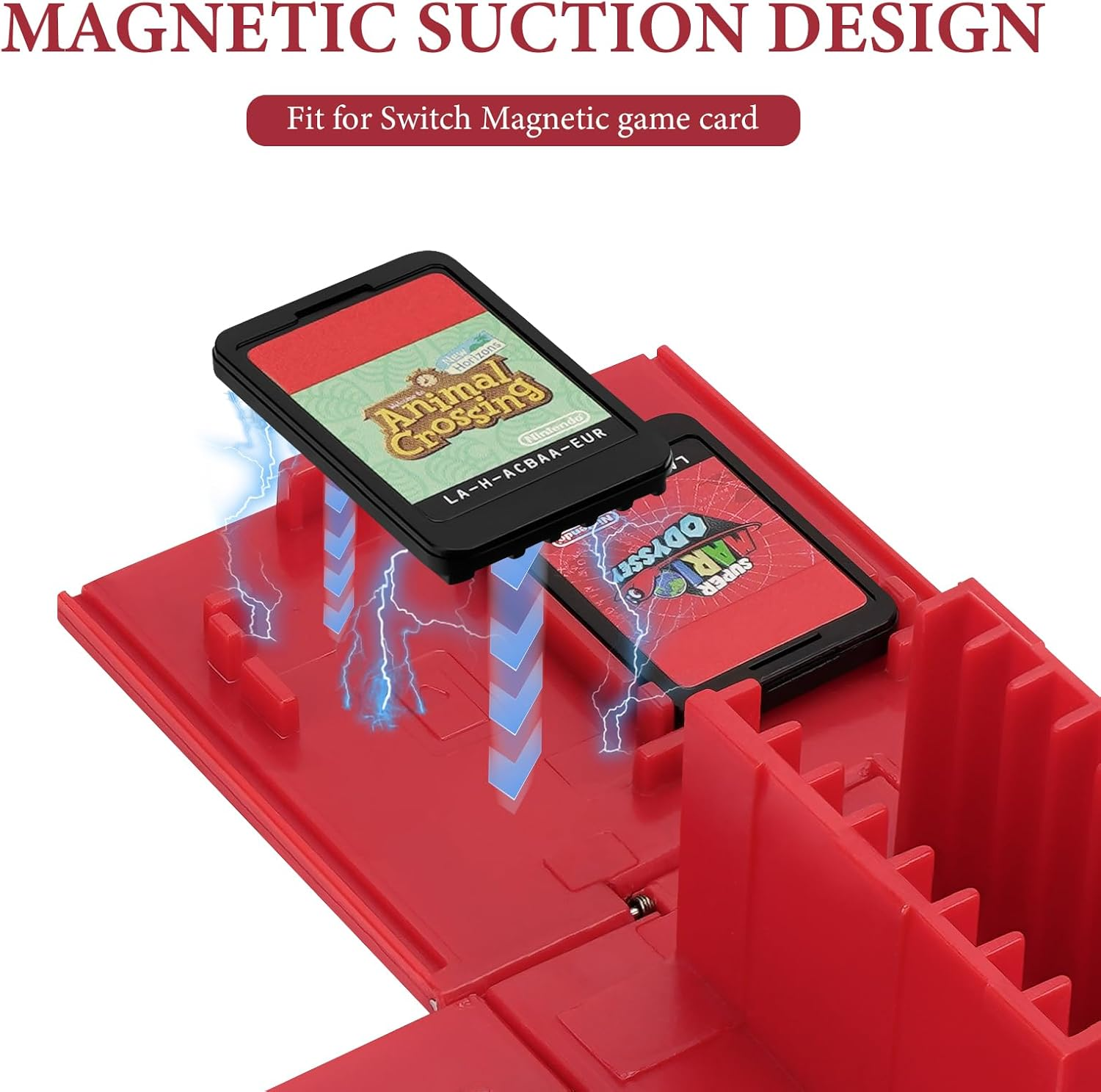 Geekria Game Card Case Compatible with Nintendo Switch, Large Capacity Game Card Organizer with 16 Game Card Slots, Deformable Expandable Game Card Holder, Cube Portable Card Storage Box (Red)