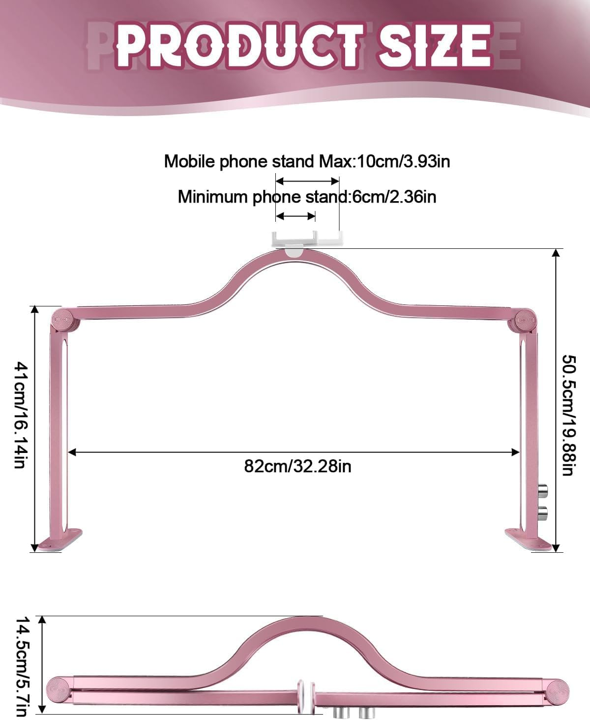 Kalolary Half Moon Light for Nail Desk, Foldable Arch Light Nail Techs Lamp with Phone Holder, 3000-6000K Brightness Adjustable LED Lash Lamp for Beauty Eyelashes Tattoos Rose Gold image number 1