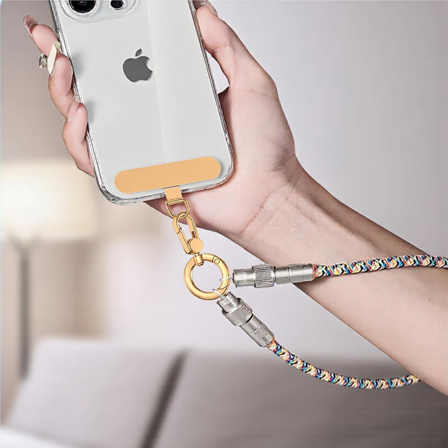 AIQIUQIU Phone Lanyard Ring Rotate 360&deg;, Adjustable Fashion Buckle Metal Detachable Accessories, Metal Patch,Universal Phone Strap for Most Smartphones image number 3