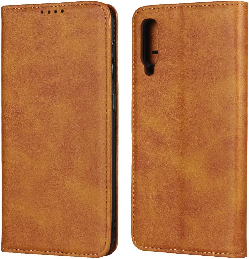 Cavor for Samsung Galaxy A50 Case Cowhide Pattern PU Leather Cases Flip Magnetic Kickstand Book Wallet Cover Phone Case with Card Slots(6.4") -Light Brown image number 4