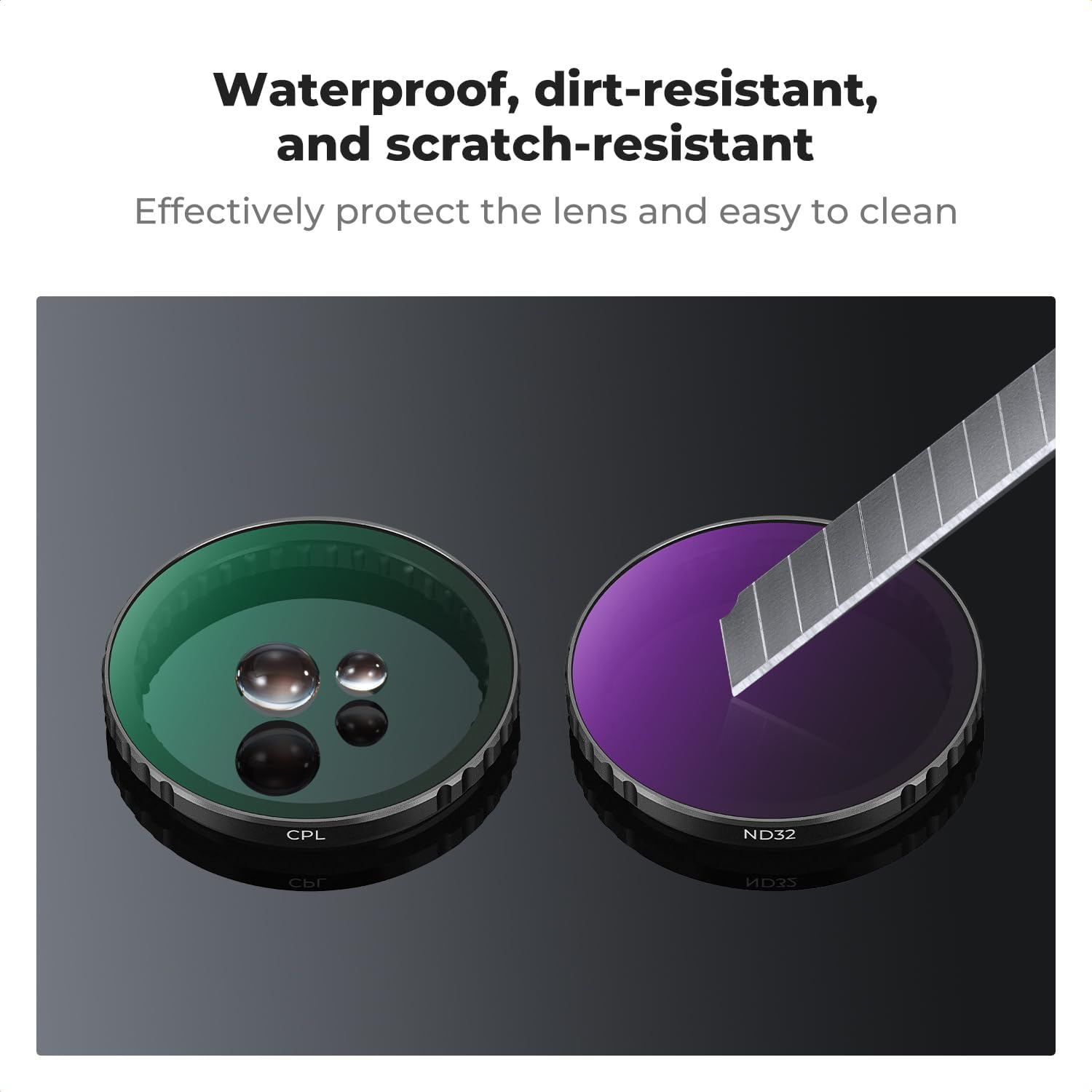 K&F Concept Push-In Fit CPL ND Filter Kit Compatible with DJI Osmo Action 5 Pro, 6 Pack CPL ND8 ND16 ND32 ND64 ND256 Polarizer Neutral Density Filter Set Multi Coated Waterproof