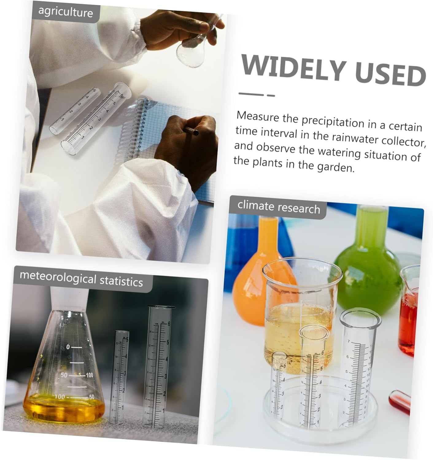 VICASKY 3Pcs Glass Rain Gauge Tubes Professional Rain Measuring Cylinders for Agriculture Meteorology Accurate Precipitation Collection and Outdoor Weather Monitoring