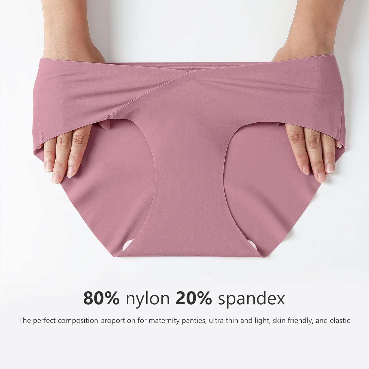 Angelhood Seamless Maternity Underwear for Women, Pregnancy Postpartum Panties No Show Bikini under Bump Pack of 5, 3 image number 3