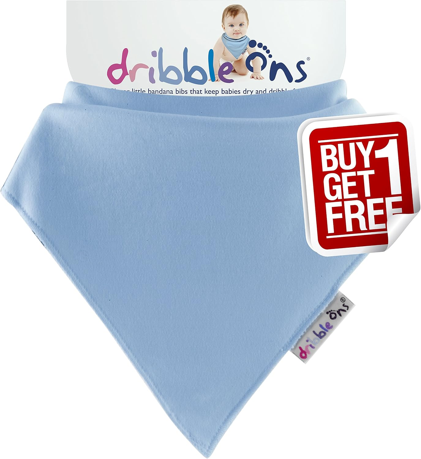 Sock Ons Dribble Ons Super Absorbant Bandanna Style Bibs, Light Blue