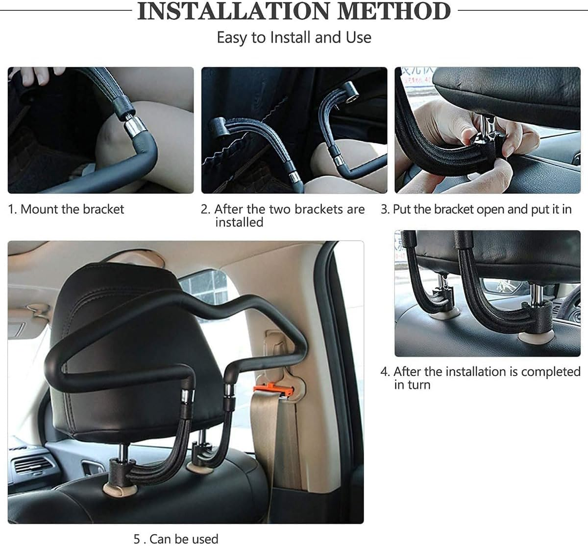 AIMALL Car Clothes Hanger for Headrest &ndash; Stainless Steel Back Seat Coat Rack, Wrinkle-Free Garment Organizer Hook, Space-Saving Car Suit Hanger, 17.7X9.8In image number 3