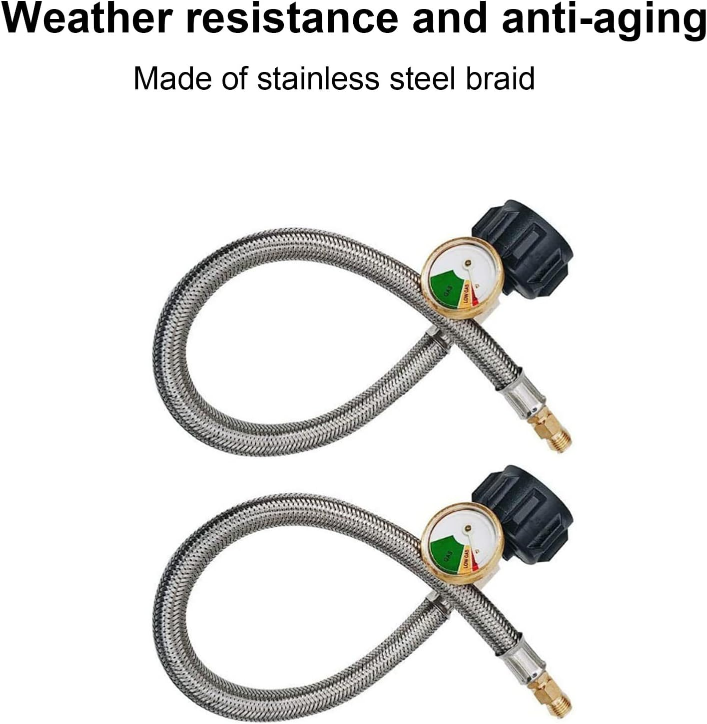 Rv Gas Hose with Gauge, Propane Replacement Line, Real Time Pressure Indicator, 15 Inches Compact Flexible Connector for Outdoor, Grilling, Mobile, Homes, Weekend, Cooking Use image number 6