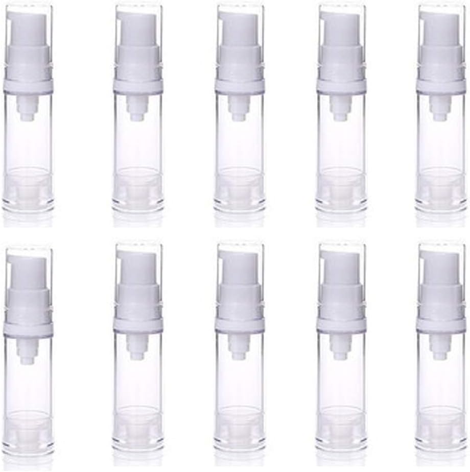10Pcs Airless Pump Press Bottle Empty Plastic Vacuum Lotion Bottles Clear Containers Cosmetics Skincare Travel Size Dispenser (5Ml) image number 1
