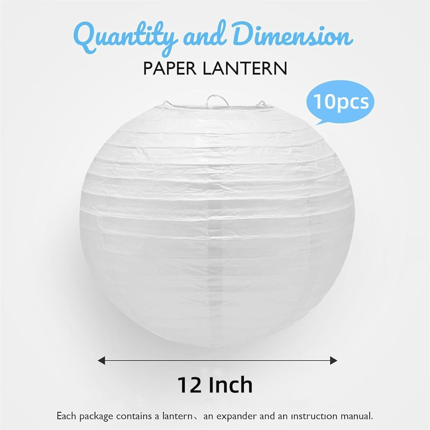 10 PCS White Paper Lanterns 12 Inch Decorative Chinese Japanese Hanging round Paper Lanterns for Birthday Wedding Christmas Bridal Home Decor Party Decoration image number 6