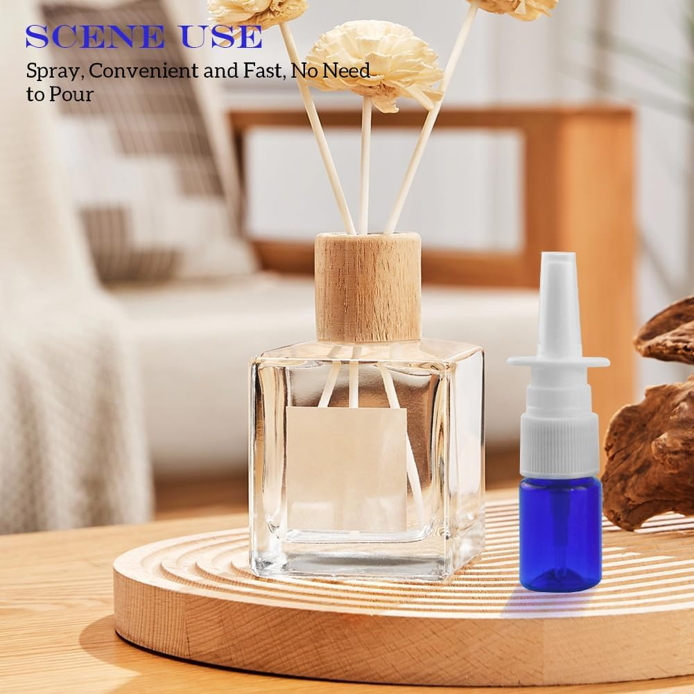 12Pcs Mini Plastic Nasal Spray Bottles - 5Ml Fine Mist Sprayers Atomizers Cosmetic Perfume Makeup Water Storage Holder Container Portable Empty Refillable(Blue) - Clear image number 3