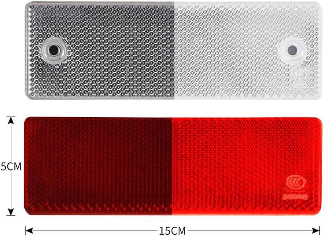 10 Pcs Self-Adhesive Rectangular Reflectors - High Visibility Safety Reflector for Trailers, Trucks, Cars, Agricultural Vehicles & Gate Posts, Durable Rear Reflector Stickers for Night Road Safety image number 3