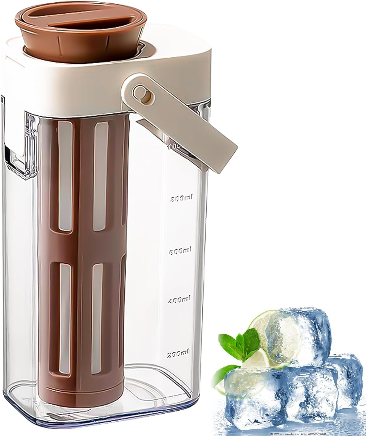 QUSHEJIAND Cold Brew Coffee Maker,Iced Tea and Coffee Jar Pitcher with Filter 1L Large Capacity Portable Cold Water Kettle for Homemade Brew Iced Coffee Lemonade Beverage image number 2