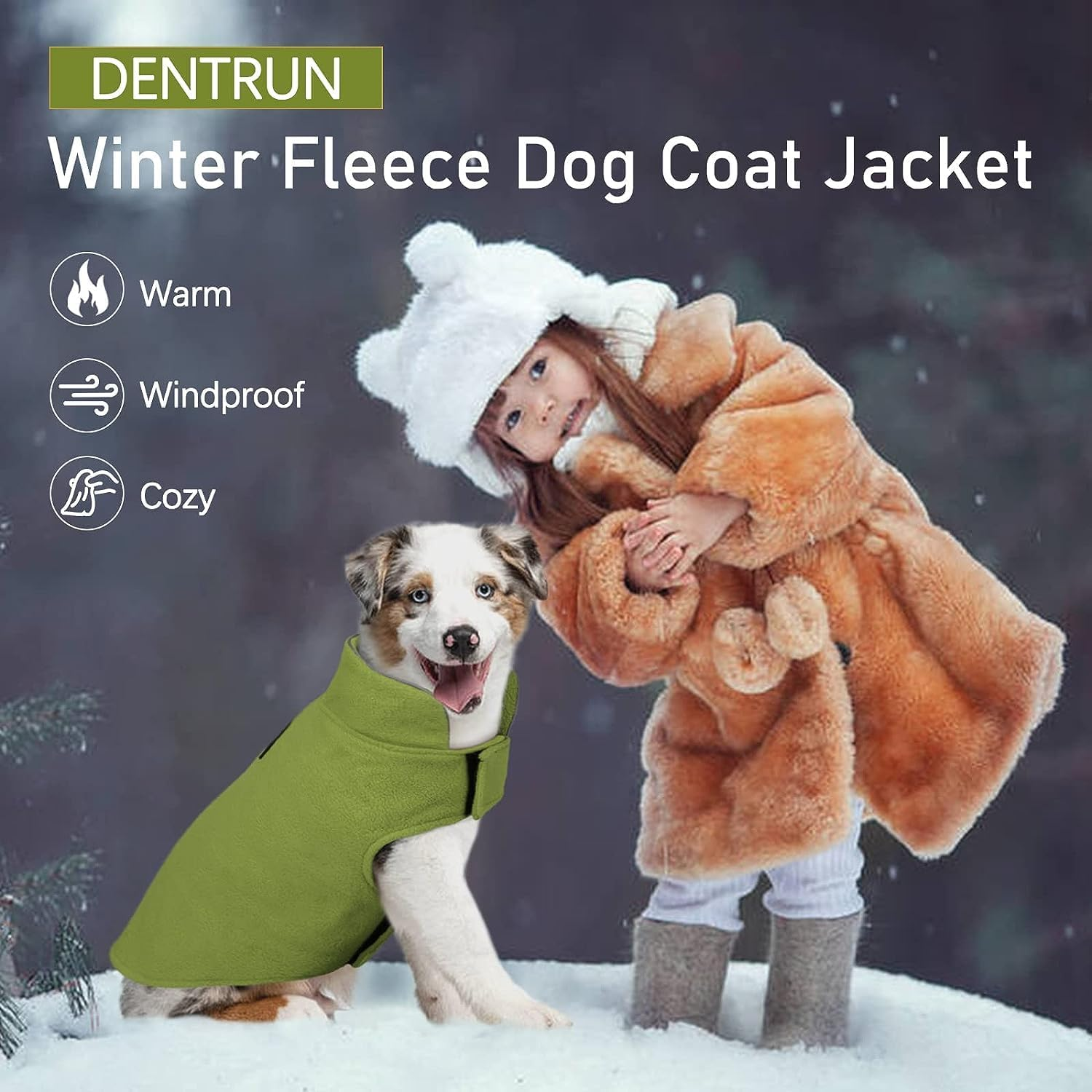 DENTRUN Dog Coat Winter Dog Jumper Fleece Warm Dog Jacket Jumper Dog Winter Coat Dog Vest for Small Large Medium Dog Winter Jacket Windproof Cold Weather Dog Clothing image number 5