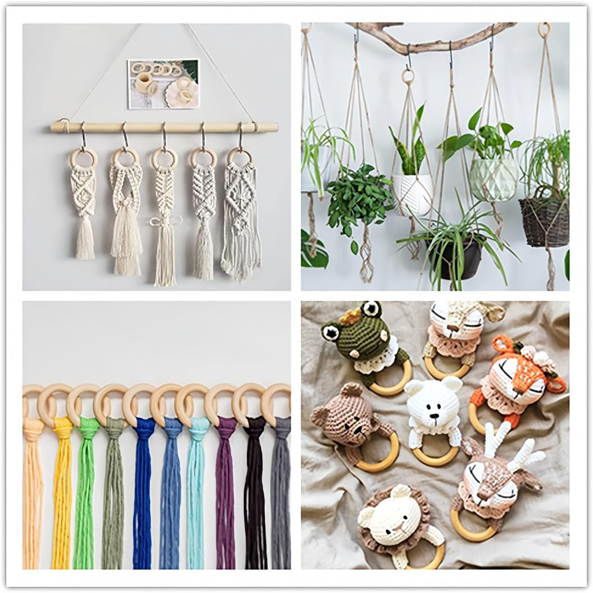 Kastetards 16 PCS Unfinished Natural Solid Wooden Loops,Natural Wood Rings, Solid Wood Circles,A Smooth Wooden Ring for Pendant Connectors Jewelry Making Macrame DIY Crafting image number 2