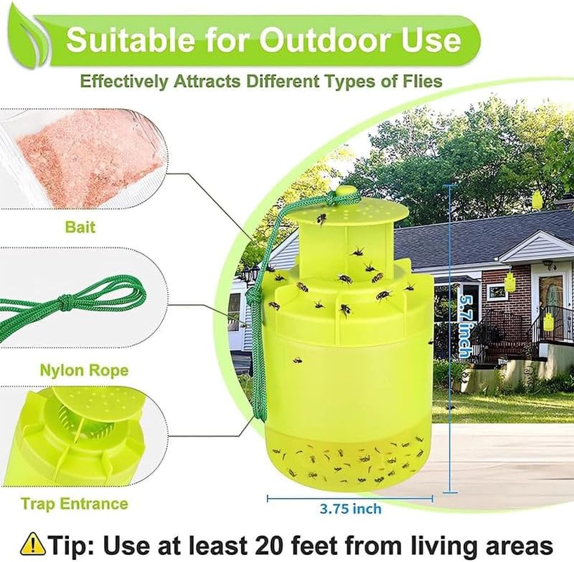 Leona Co Outdoor Fly Trap Environmentally Safe, Best Fly Catcher with Attractant for Gardens, Patios & Farms &ndash; Safe for Pets & Wildlife image number 2