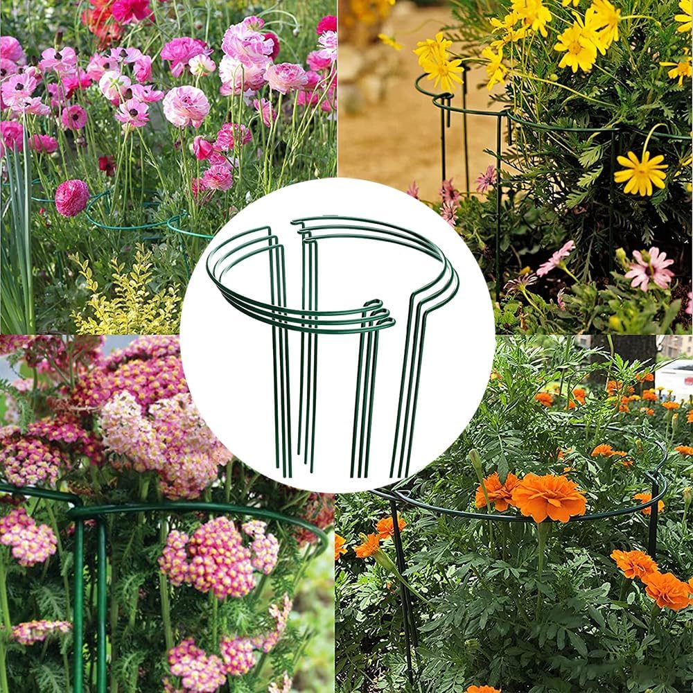 6 Pack Plant Support Stakes,10" W X 32" H Half round Ring Metal Plant Support Stakes, with Plant Clip, Garden Wire and Gloves,For Indoor and Outdoor Plants, Vegetable, Flowers image number 6