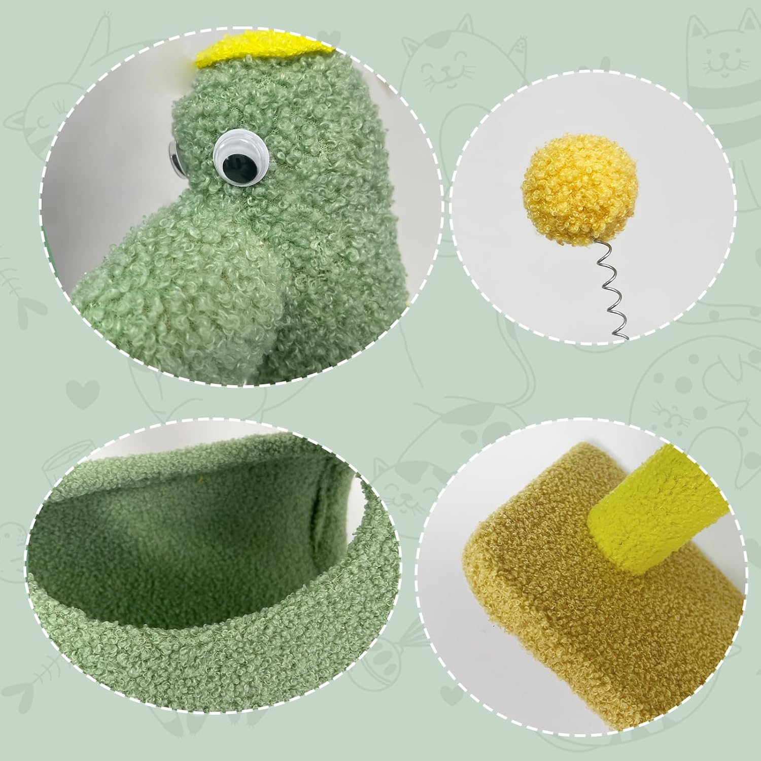 Cute Cat Tree, Cat Scratching Post with Tunnel, 28In Cat Climbing Tower, Handcrafted Sisal Cat Tree for Indoor Cats Kittens Green image number 3