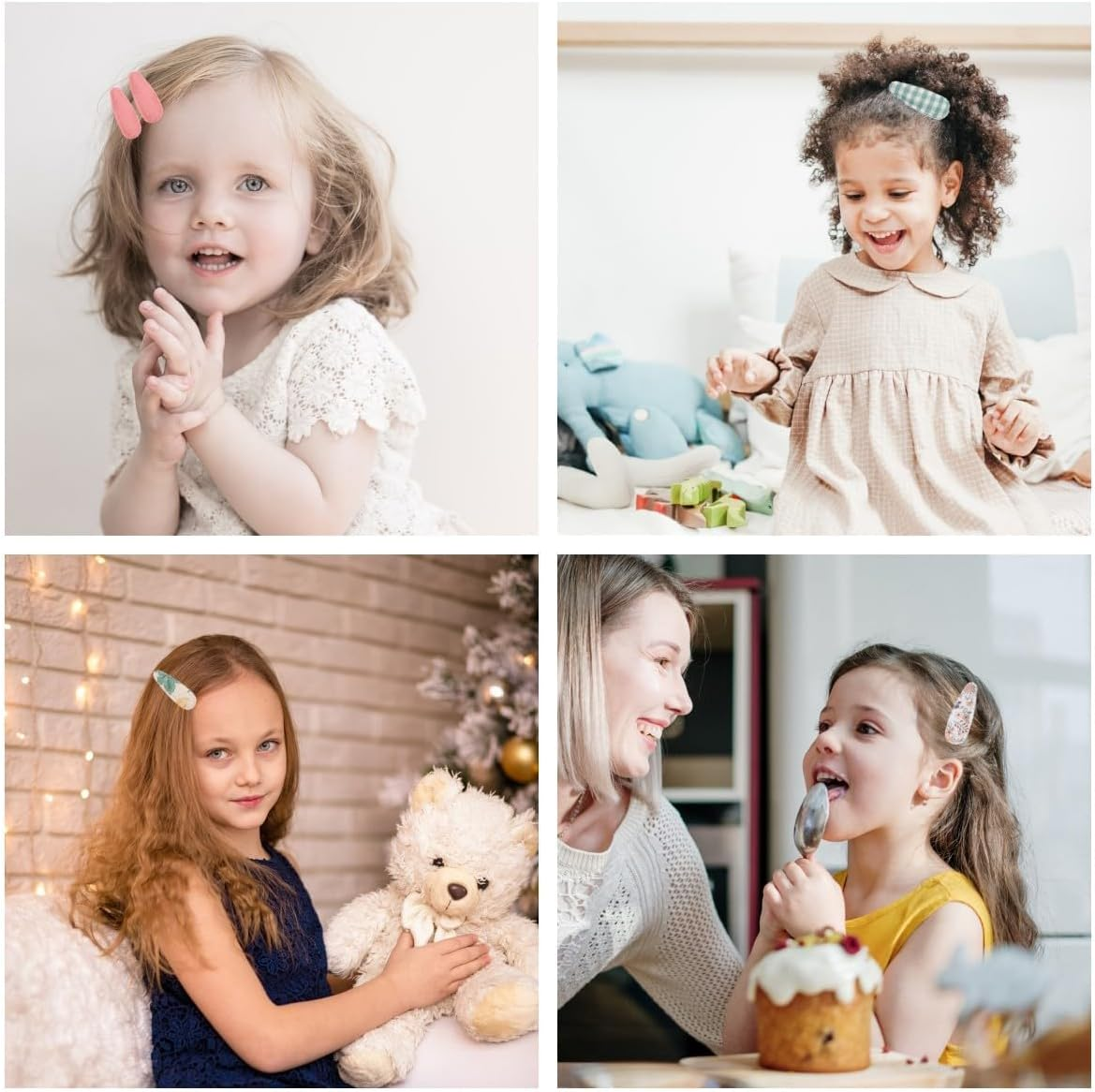 20 Pcs Girl Hair Clips Floral Print Toddler Hair Clips Non Slip Wrapped Snap Hairpins for Kids Barrettes Hair Accessories for Baby Toddler Girls (Color-A)