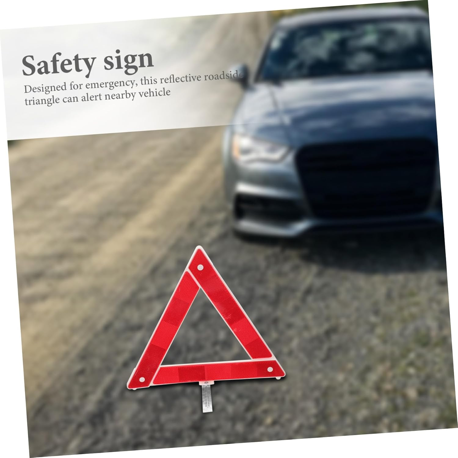 2Pcs Foldable Reflective Safety Triangle Kit for Vehicles High Visibility Roadside Warning Signs Portable Emergency Tripod with Enhanced Night Reflectivity for Car Roadside Use image number 5