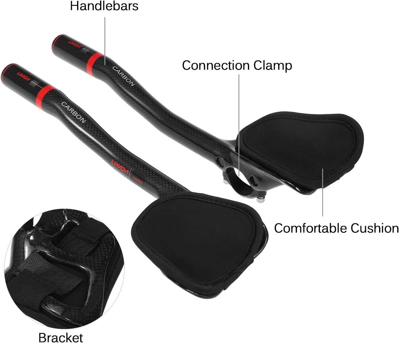 Eacam Bike Bars - 31.8Mm Aluminum Alloy Armrest Aero Bar for Road Bike Bicycle Racing, TT Handlebar Clip on Relaxation Triathlon Handlebars image number 5