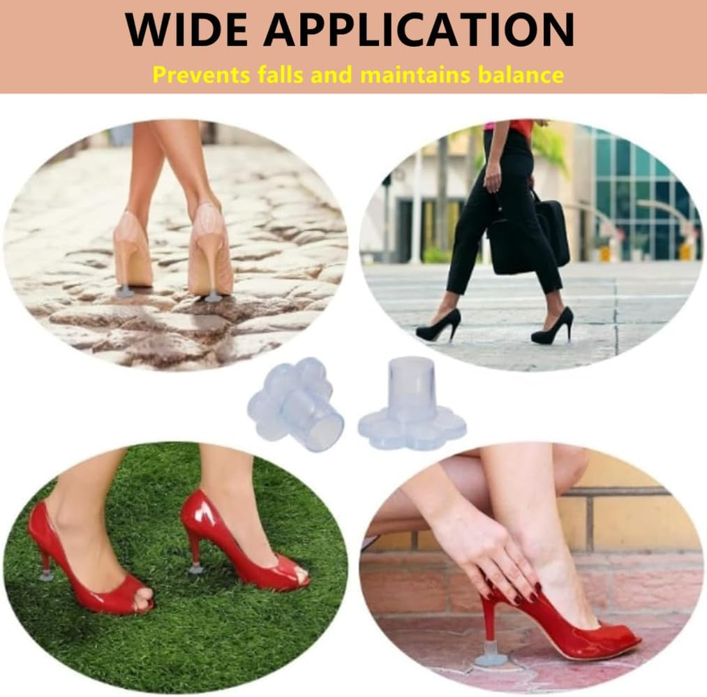 5 Pairs High Heel Protectors, for Shoes Women Soft Heel Covers Heel Repair Caps Covers,For Walking on Grass and Uneven Floor to Prevent Noise Non-Slip for Weddings Occasions (5 Sizes) image number 1