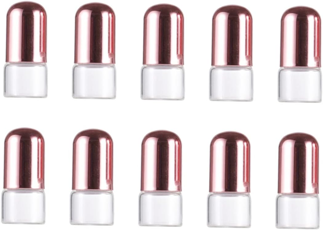 FOMIYES 5Ml Rose Gold Cap Glass Roller Bottles Set of 10 Refillable Essential Oil Roll on Bottles Stainless Steel Balls for Travel Aromatherapy
