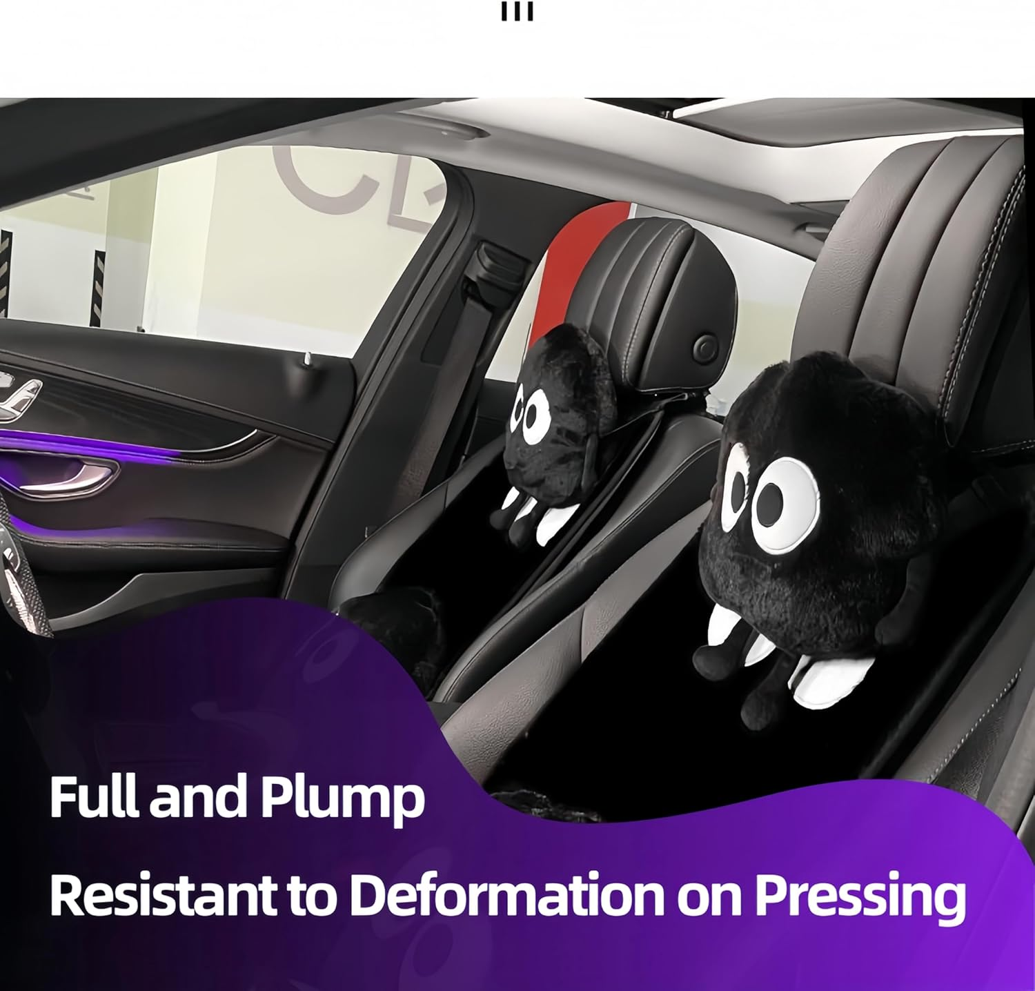 Car Headrest Pillow 2PCS Cute Big-Eyed Sprite Car Headrest Pillows Travel Neck Pillow Comfortable Neck Support - Plush Comfort Neck Cushions for Cars, Home & Office image number 3