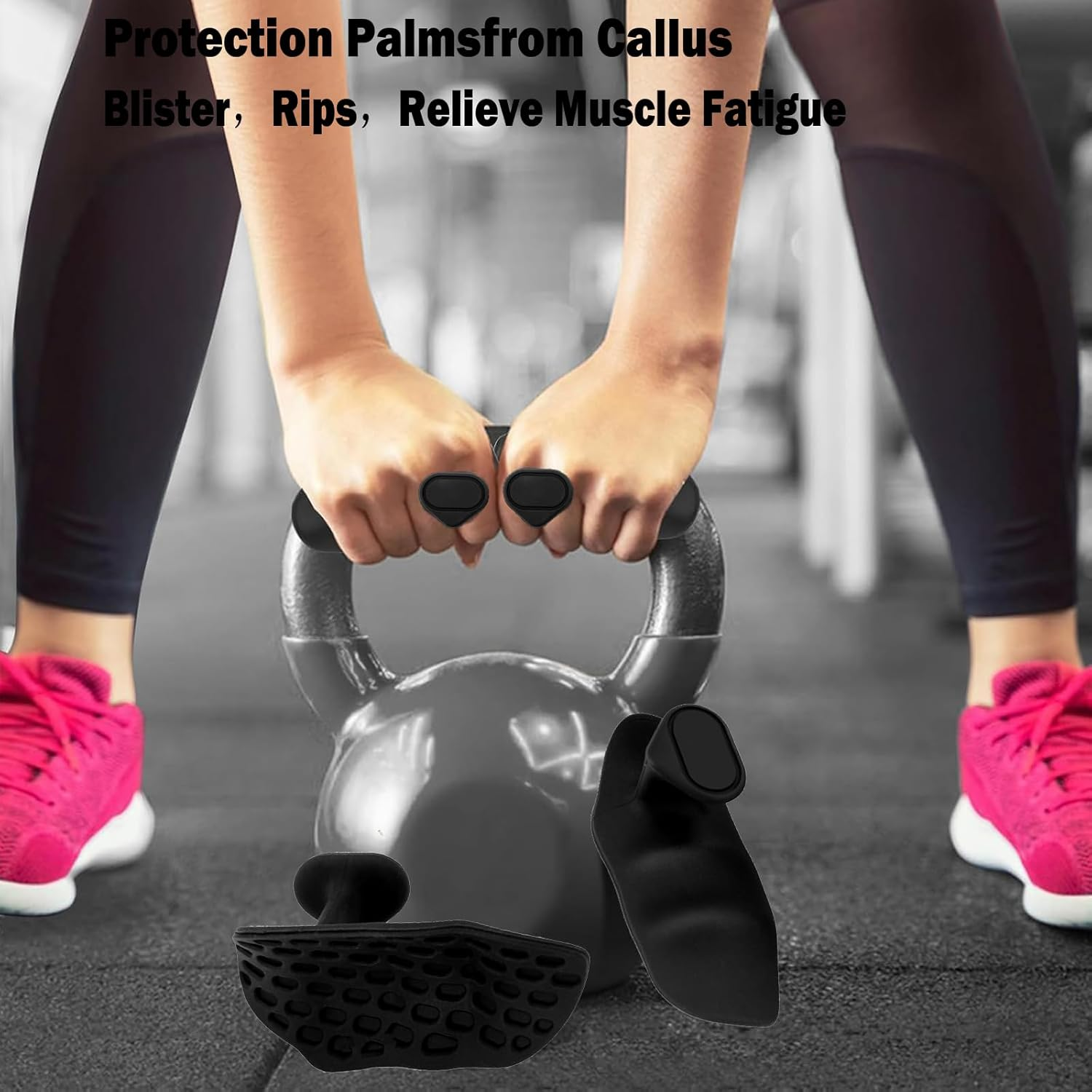 Original Weight Lifting Grips for Men Women Deadlifts, Rows, Ergonomics Workout Rubber Gym Grips Pads for Palm Protection, Fingerless Workout Gloves for Men Exercise Bodybuilding image number 6