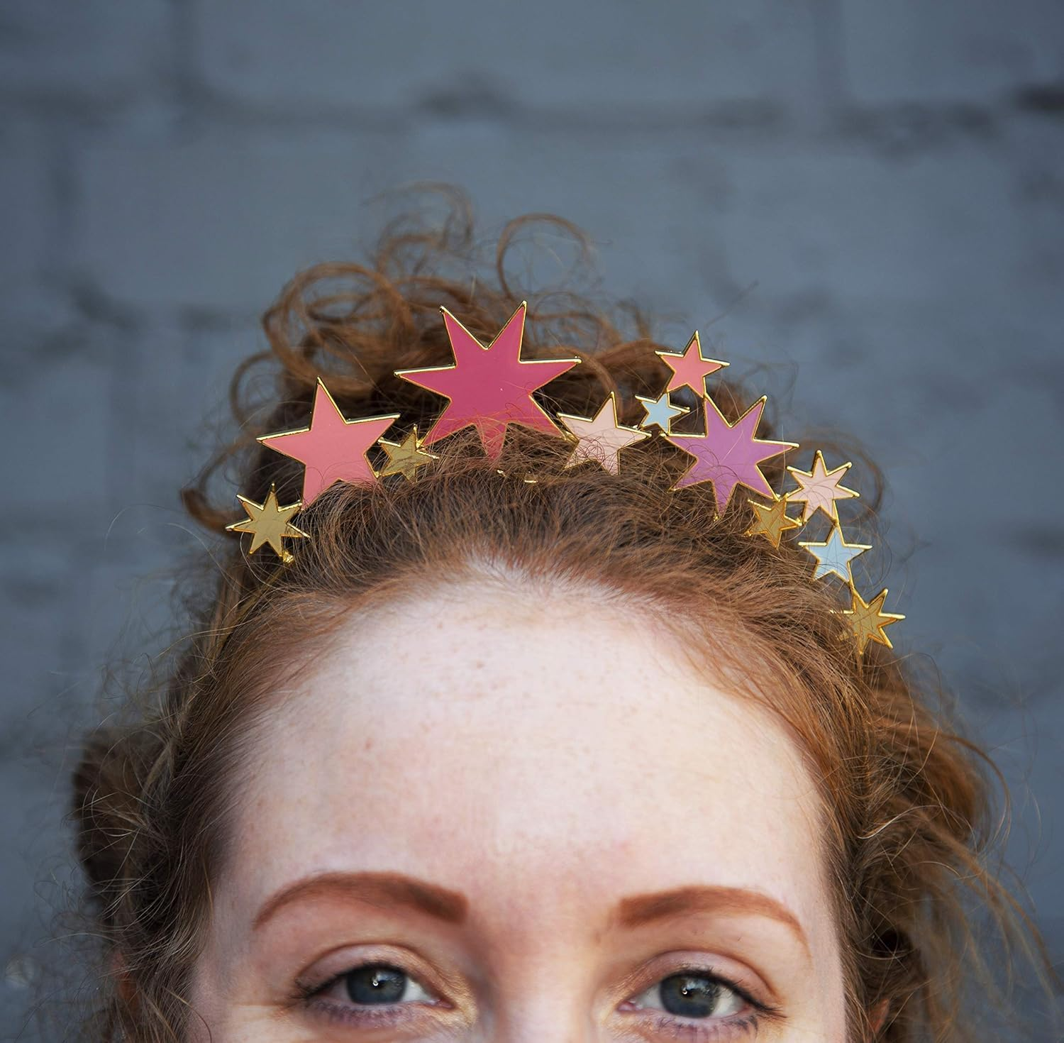 Pink and Gold Glitter Star Headpiece | Alloy Headband Accessory for Birthday, Virtual Zoom Party, Festival, Fireworks Night, Fancy Dress, Her, Children image number 6