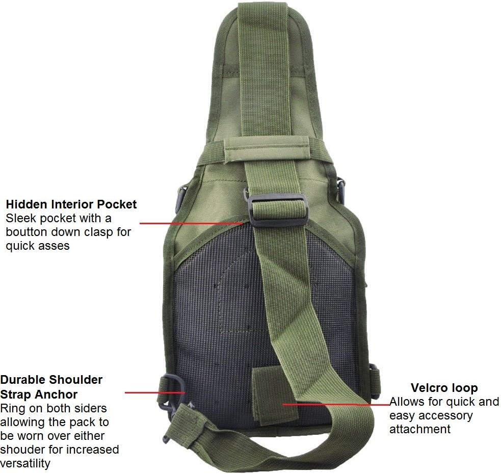 FAMI Outdoor Tactical Backpack,Tactical Sling Backpack,Tactical Shoulder Bag,Chest Pack,Crossbody Bag,Daypack, Outdoor Sport Pack for Camping,Hunting, Hiking, Trekking,Cycling - Army Green 2 Packs image number 3