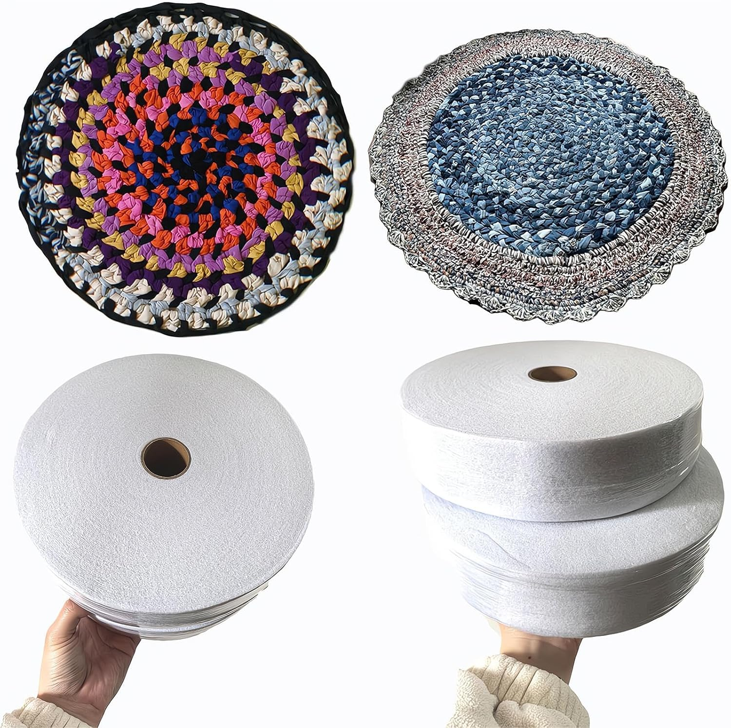 2 Roll 2 1/2 Inch Total 100 Yards Cotton Blend Fleece Batting Roll for Jelly Roll Rugs - Perfect for Throw, Braided Rugs image number 5