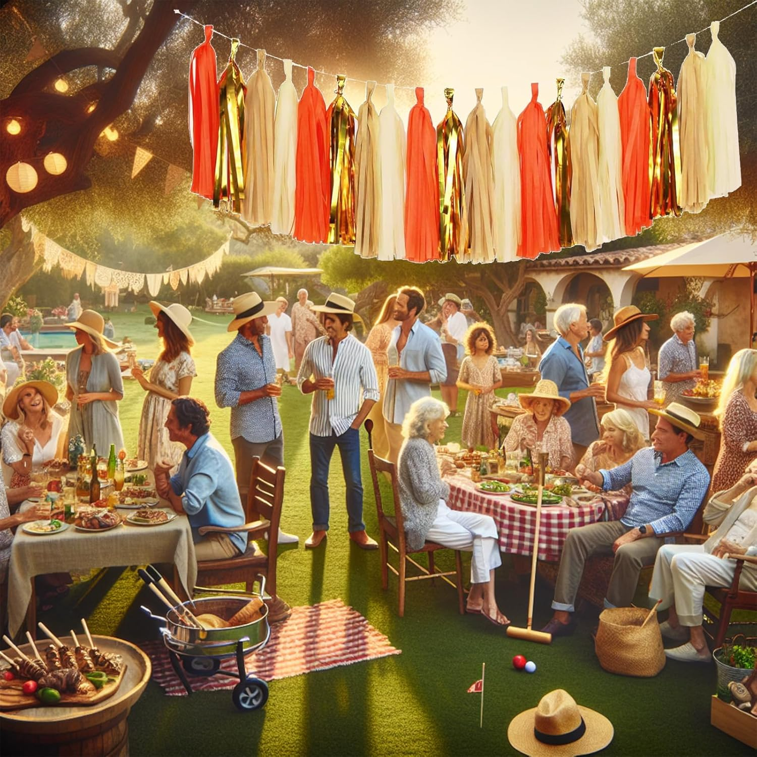 Fkereg 20 Pieces Tissue Paper Tassel Garland, Birthday Tassel Garland Party Decor, Metallic Fringe Balloon Tassel Banner Tails for Classroom Baby Shower Gender Reveal Hanging Decoration, A image number 1