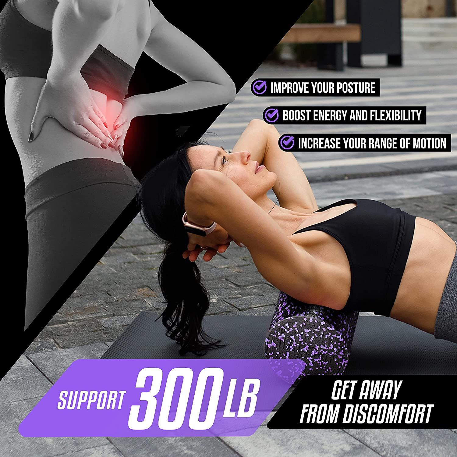 Yes4All Foam Roller - Ultra Lightweight High Density EPP Muscle Roller 30/45/61/91Cm Long for Back, Legs, Workouts, Trigger Point Exercise, Gym, Pilates, Fitness, Yoga, Deep Tissue Muscle Massage